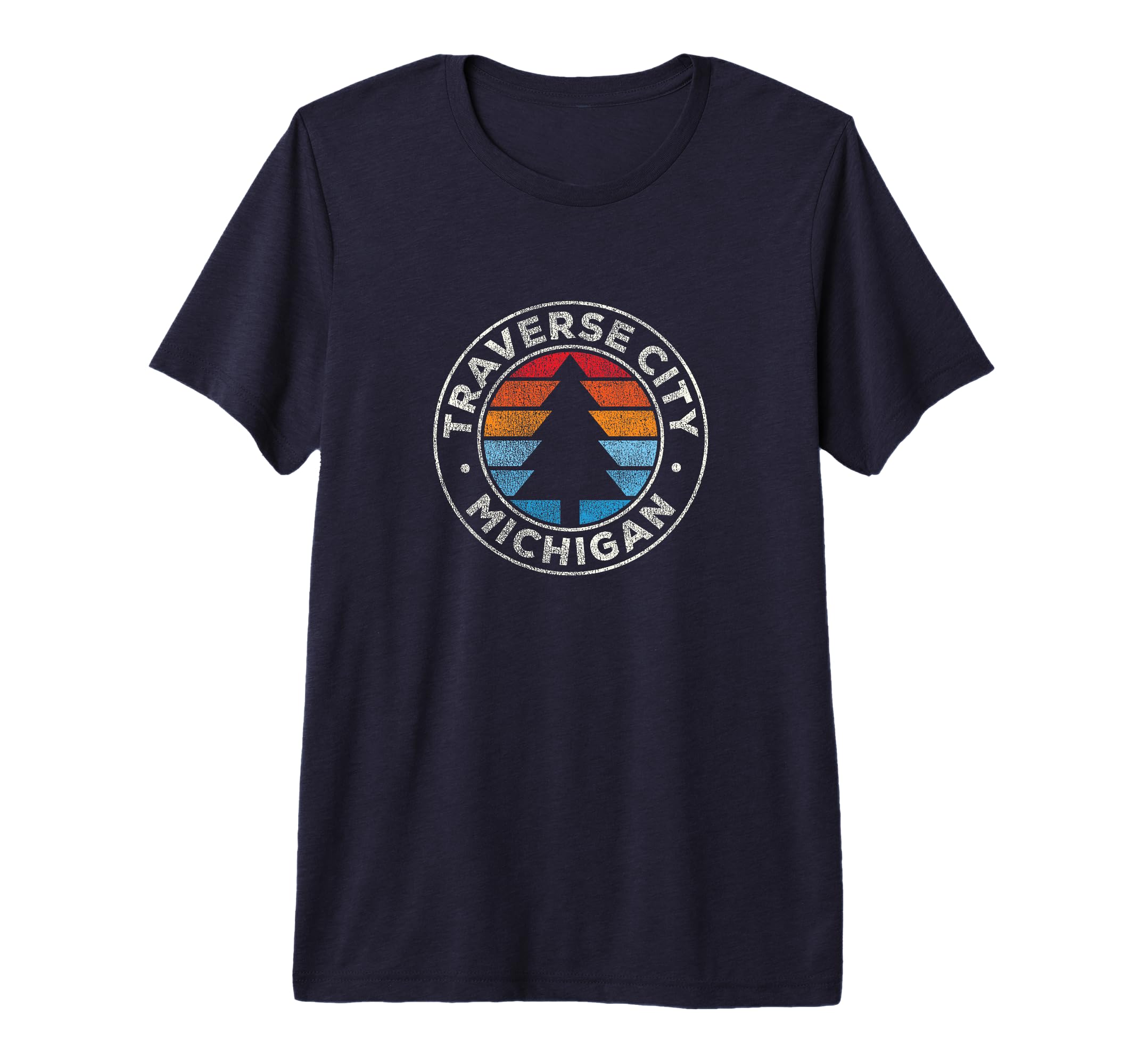 Traverse City Michigan Mi 70S Tri T-Shirt - Fun Novelty Design for Adults - T-Shirt, Sweatshirt, Hoodie