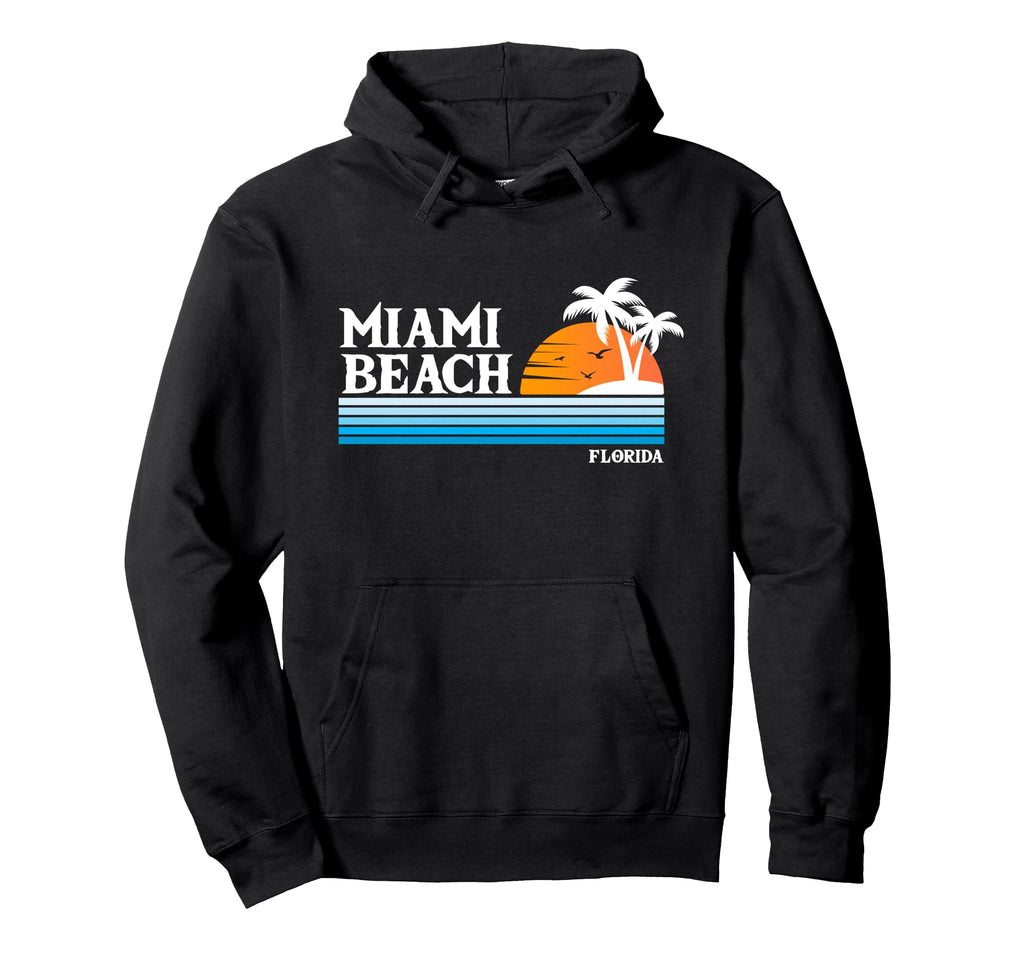 Miami Beach Usa Tropical Vacation 80S Hoodie - Unique Graphic for Adults - T-Shirt, Sweatshirt, Hoodie