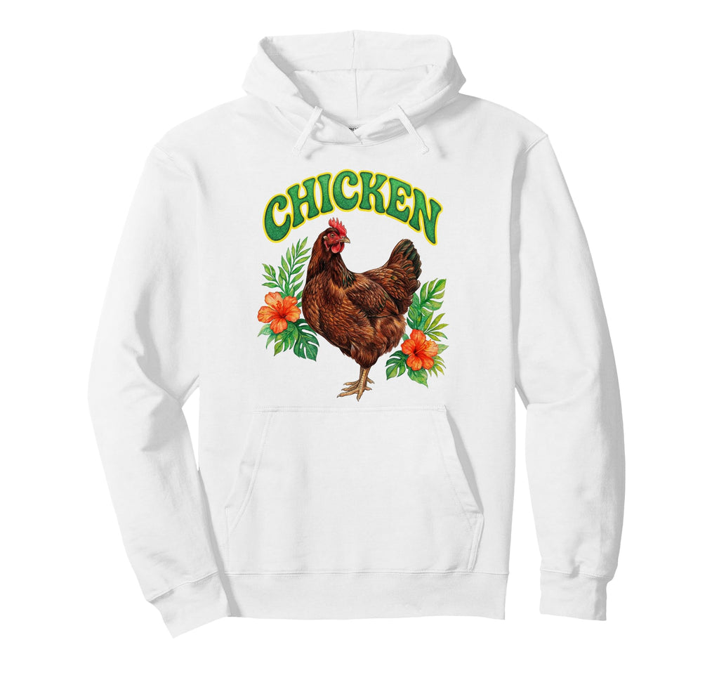 Chicken Groovy Floral Chicken Hoodie - Fun Novelty Design Men Women - T-Shirt, Sweatshirt, Hoodie