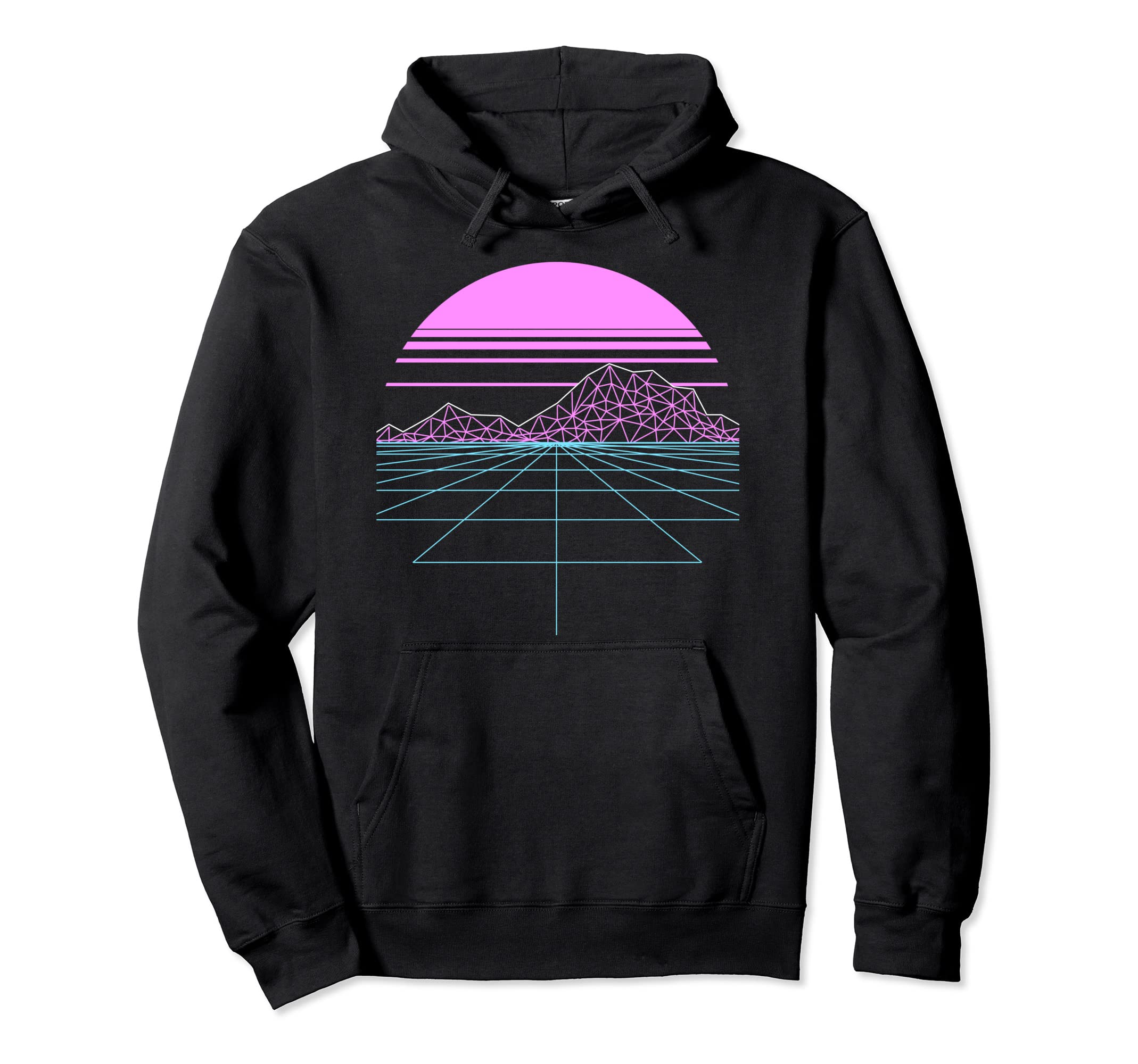 Outran Synthwave Sunset Vaporwave Grid Hoodie - Aesthetic Graphic Unisex - T-Shirt, Sweatshirt, Hoodie