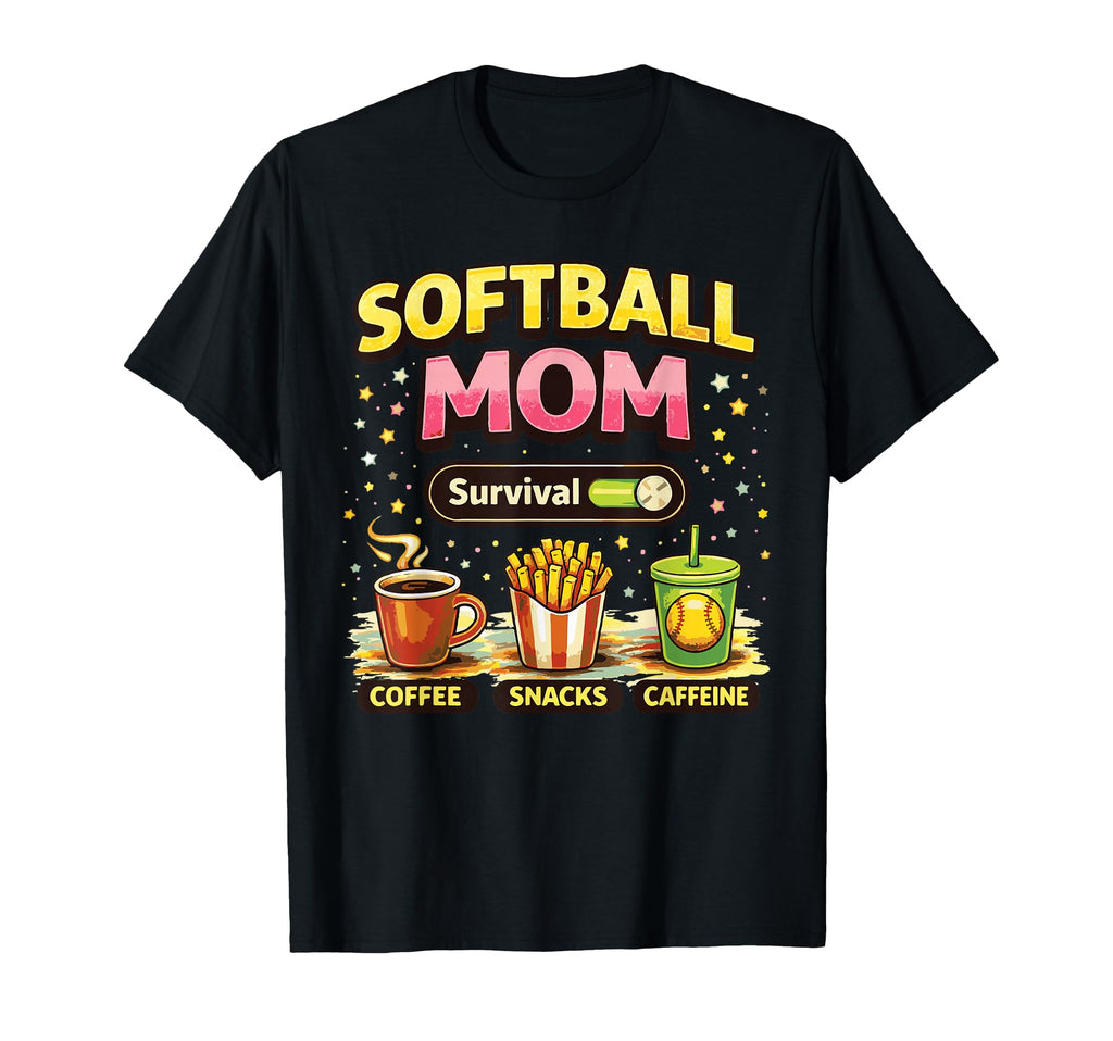 Softball Mom Survival Mode Funny T-Shirt - Streetwear Style Unisex - T-Shirt, Sweatshirt, Hoodie
