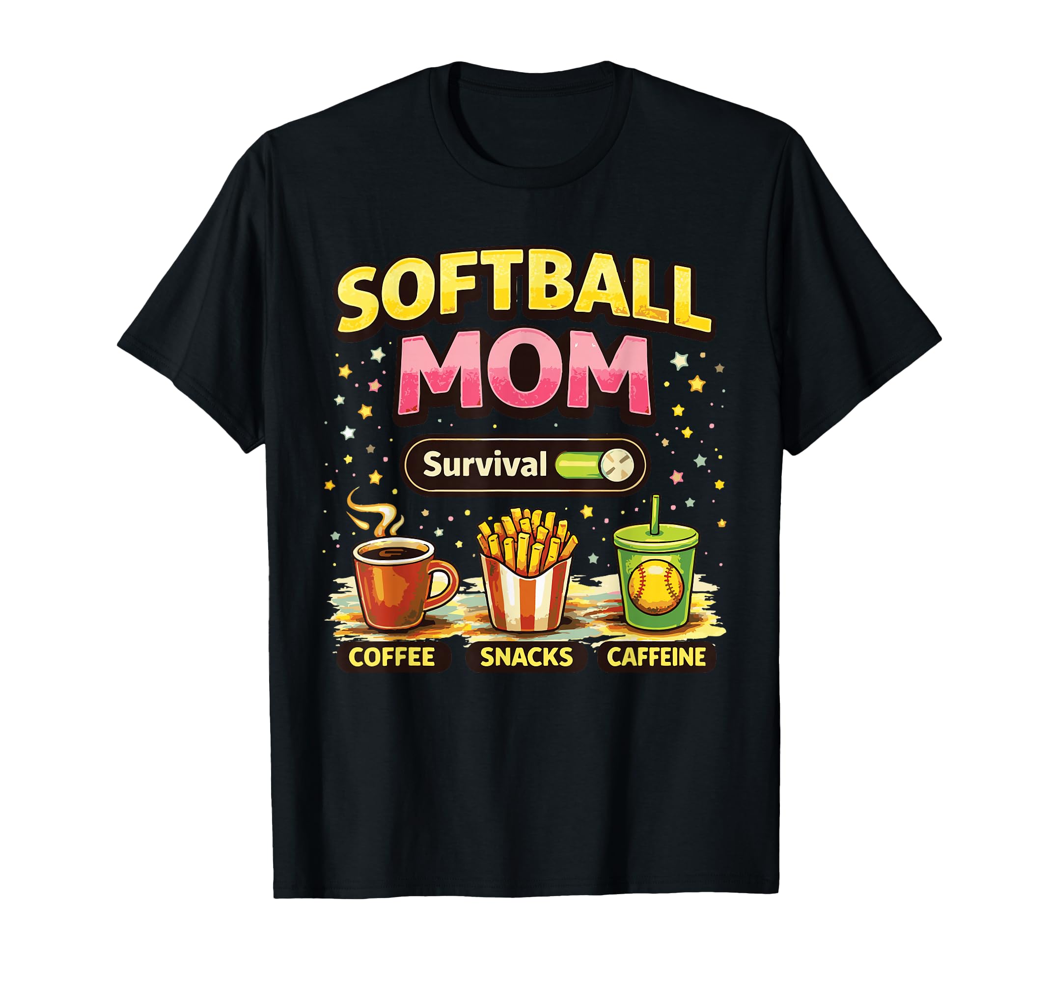 Softball Mom Survival Mode Funny T-Shirt - Streetwear Style Unisex - T-Shirt, Sweatshirt, Hoodie