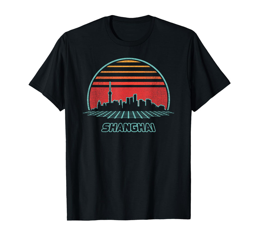 Shanghai City Skyline 80S Souvenir T-Shirt - Novelty Apparel for Adults - T-Shirt, Sweatshirt, Hoodie