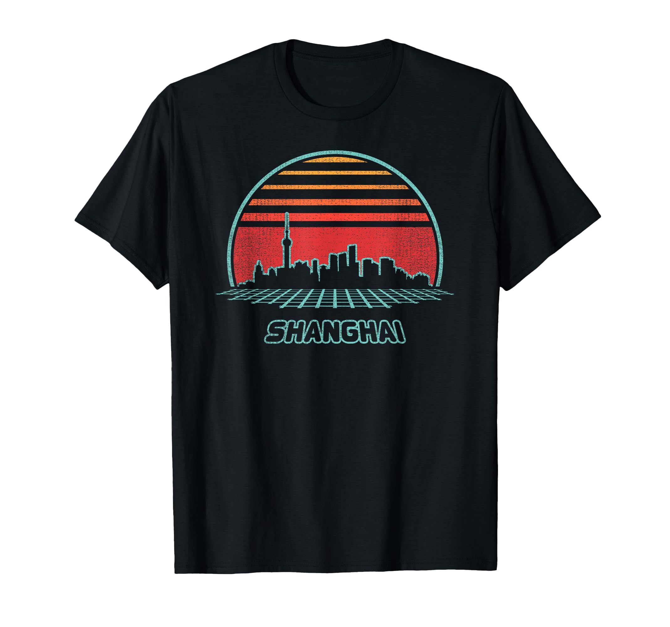 Shanghai City Skyline 80S Souvenir T-Shirt - Novelty Apparel for Adults - T-Shirt, Sweatshirt, Hoodie