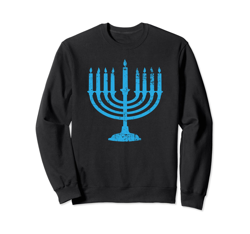 Distressed Hanukkah Menorah Sweatshirt - Aesthetic Graphic for Adults - T-Shirt, Sweatshirt, Hoodie