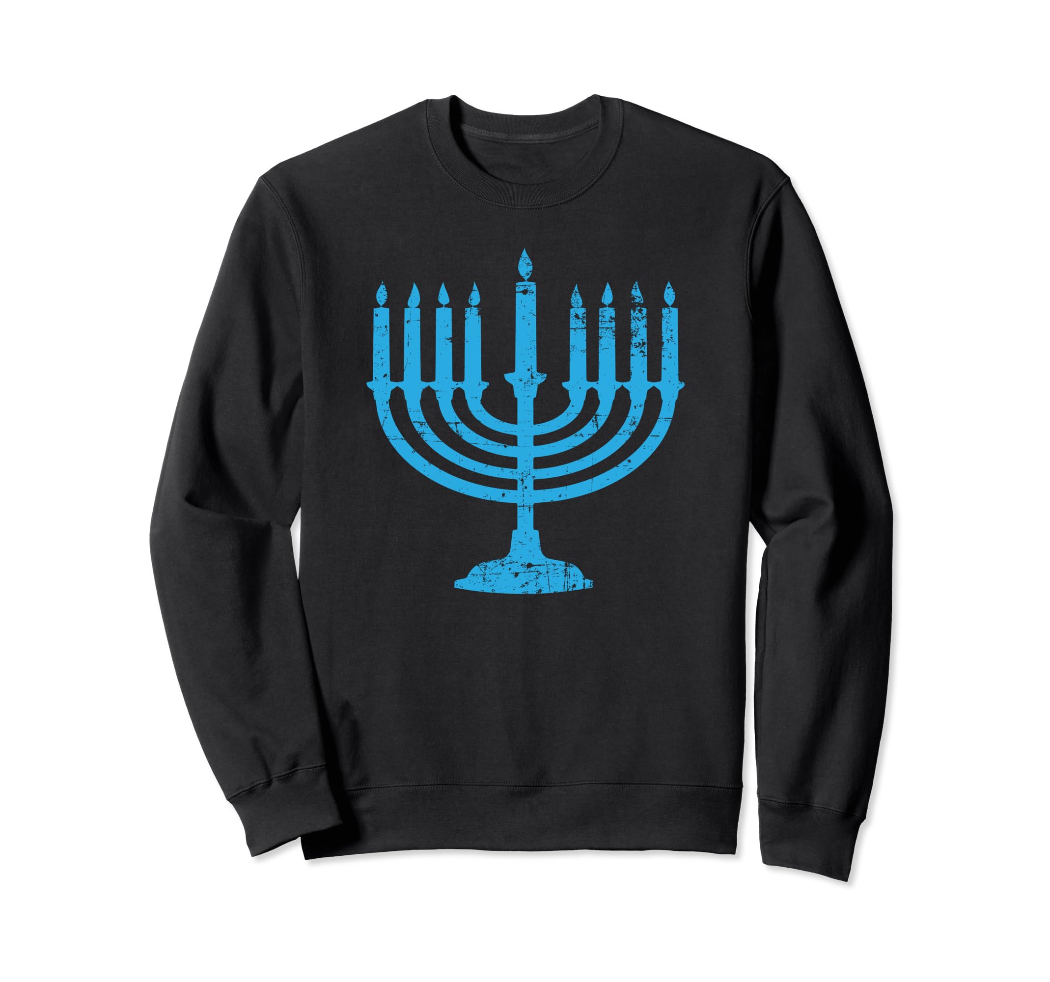 Distressed Hanukkah Menorah Sweatshirt - Aesthetic Graphic for Adults - T-Shirt, Sweatshirt, Hoodie