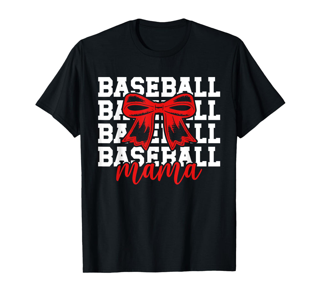 Baseball Mama Bow Baseball Mom T-Shirt - Novelty Apparel Men Women - T-Shirt, Sweatshirt, Hoodie