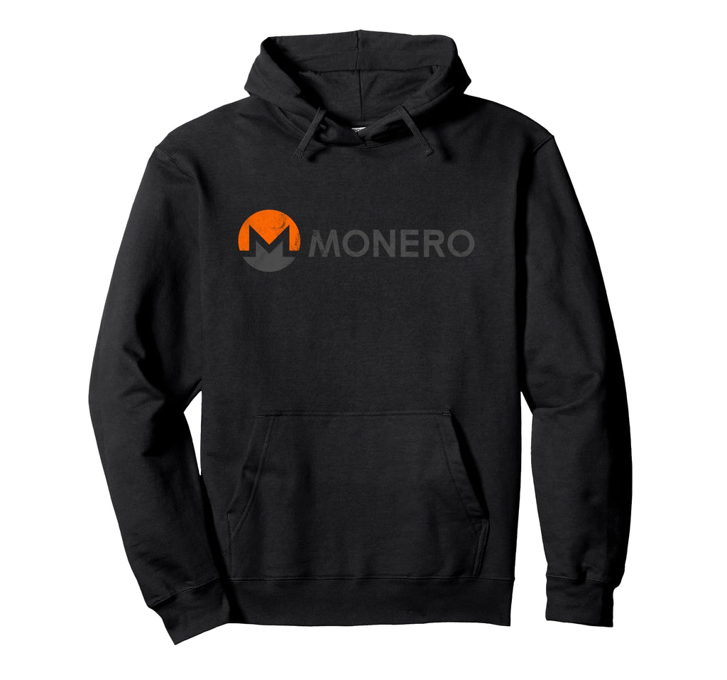 Monero Logo And Text Distressed Hoodie - Graphic Print Men Women - T-Shirt, Sweatshirt, Hoodie