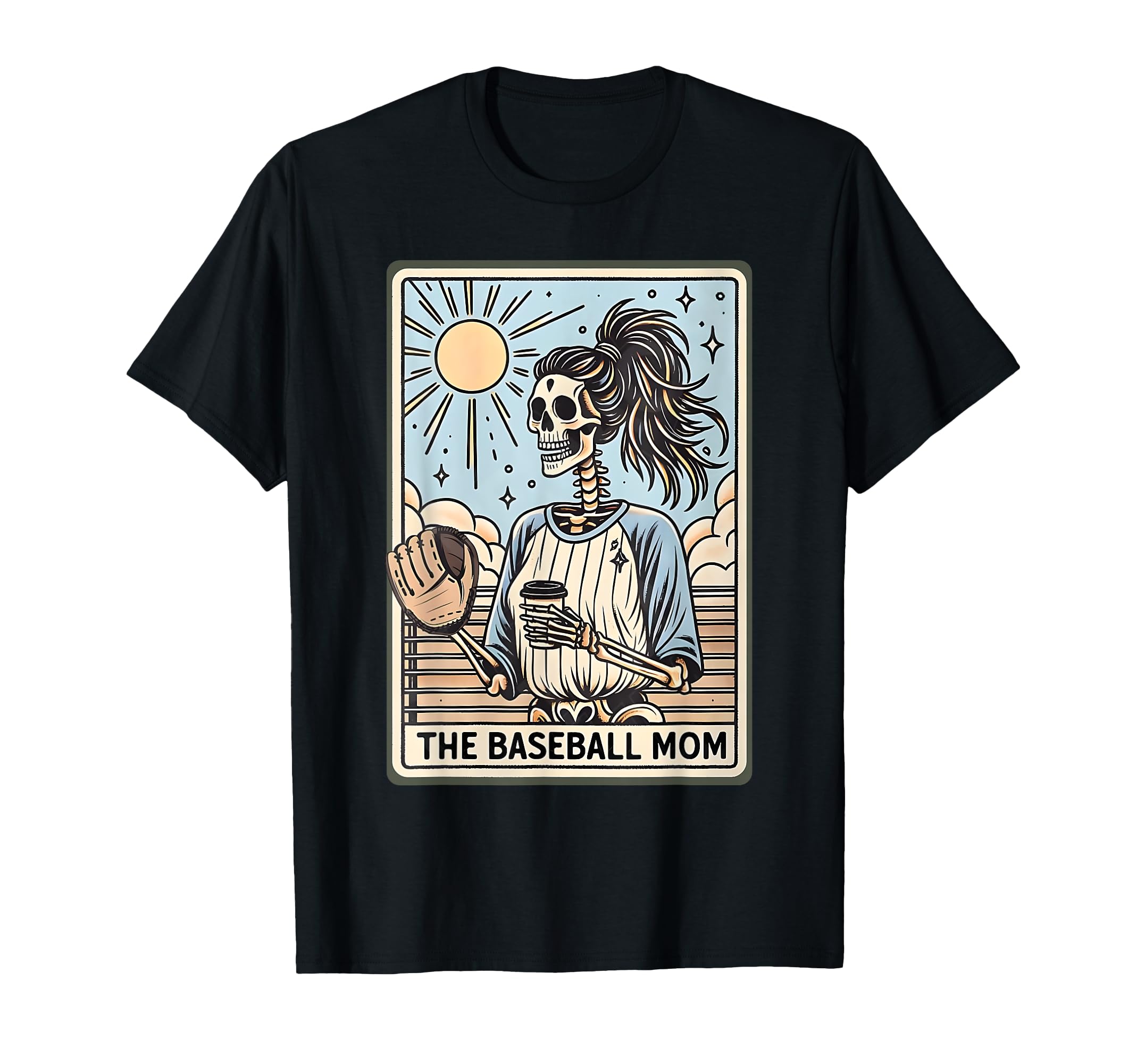 Baseball Mom Skeleton Tarot Card T-Shirt - Unique Graphic Men Women - T-Shirt, Sweatshirt, Hoodie