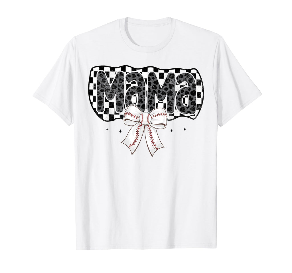 Baseball Checkered Mama Coquette Bow T-Shirt - Aesthetic Graphic Men Women - T-Shirt, Sweatshirt, Hoodie