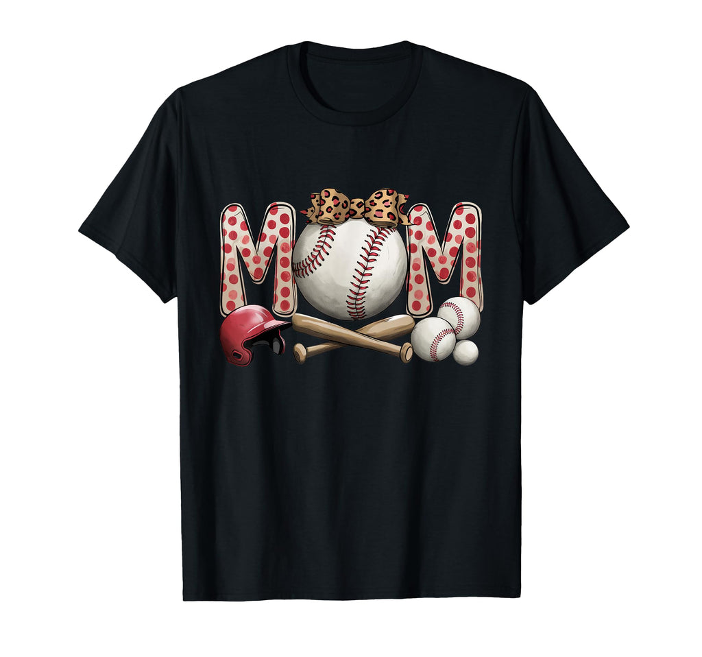 Leopard American Baseball Mom Mama T-Shirt - Novelty Apparel Unisex - T-Shirt, Sweatshirt, Hoodie
