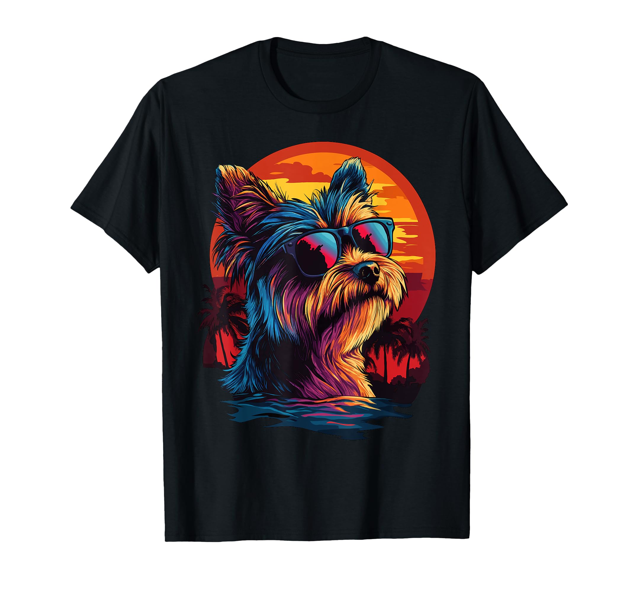 Yorkshire Terrier Lovers Sunset T-Shirt - Unique Graphic Men Women - T-Shirt, Sweatshirt, Hoodie