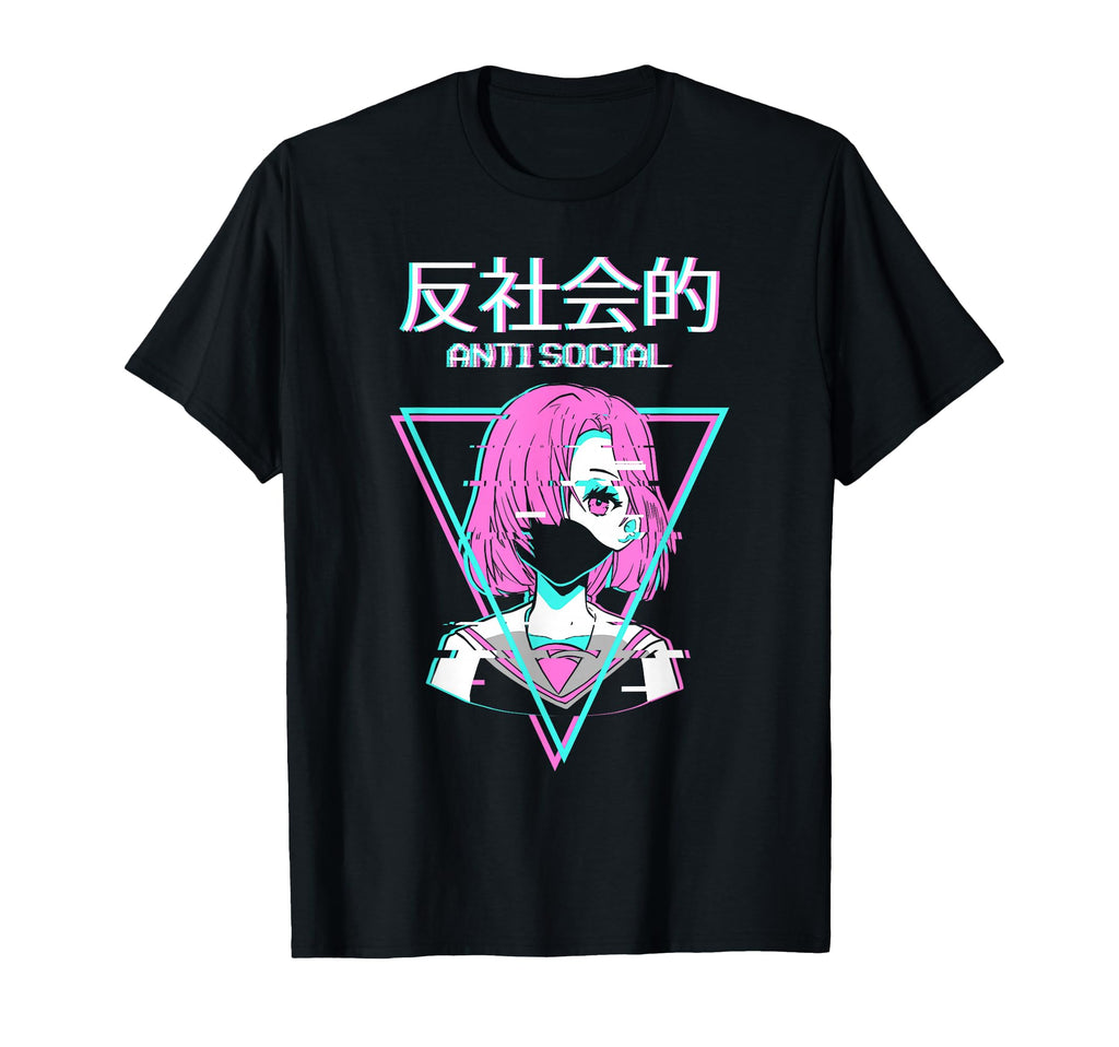 Antisocial Vaporwave Anime T-Shirt - Fun Novelty Design for Adults - T-Shirt, Sweatshirt, Hoodie