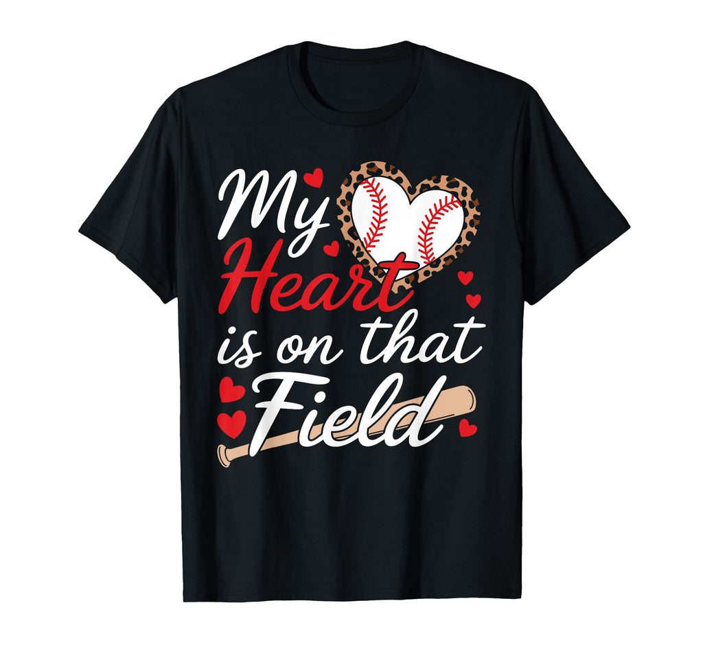 My Heart Is That Field Baseball Mom T-Shirt - Minimalist Print Men Women - T-Shirt, Sweatshirt, Hoodie