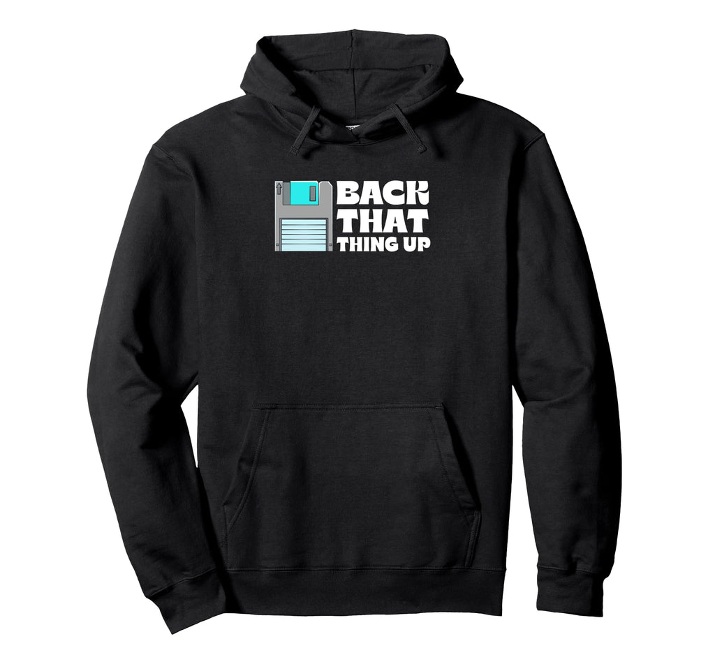 Funny Floppy Disk Computer Gamer Back Hoodie - Novelty Apparel for Adults - T-Shirt, Sweatshirt, Hoodie