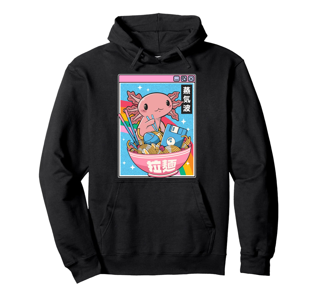 Axolotl Kawaii Rainbow Vaporwave Hoodie - Minimalist Print Men Women - T-Shirt, Sweatshirt, Hoodie