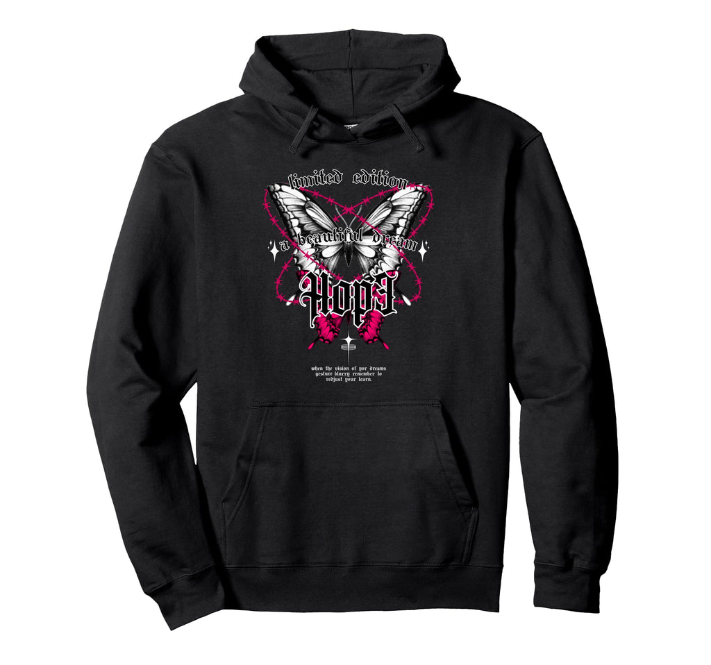 Butterfly Hope Y2K Grunge Aesthetic Hoodie - Graphic Print for Adults - T-Shirt, Sweatshirt, Hoodie