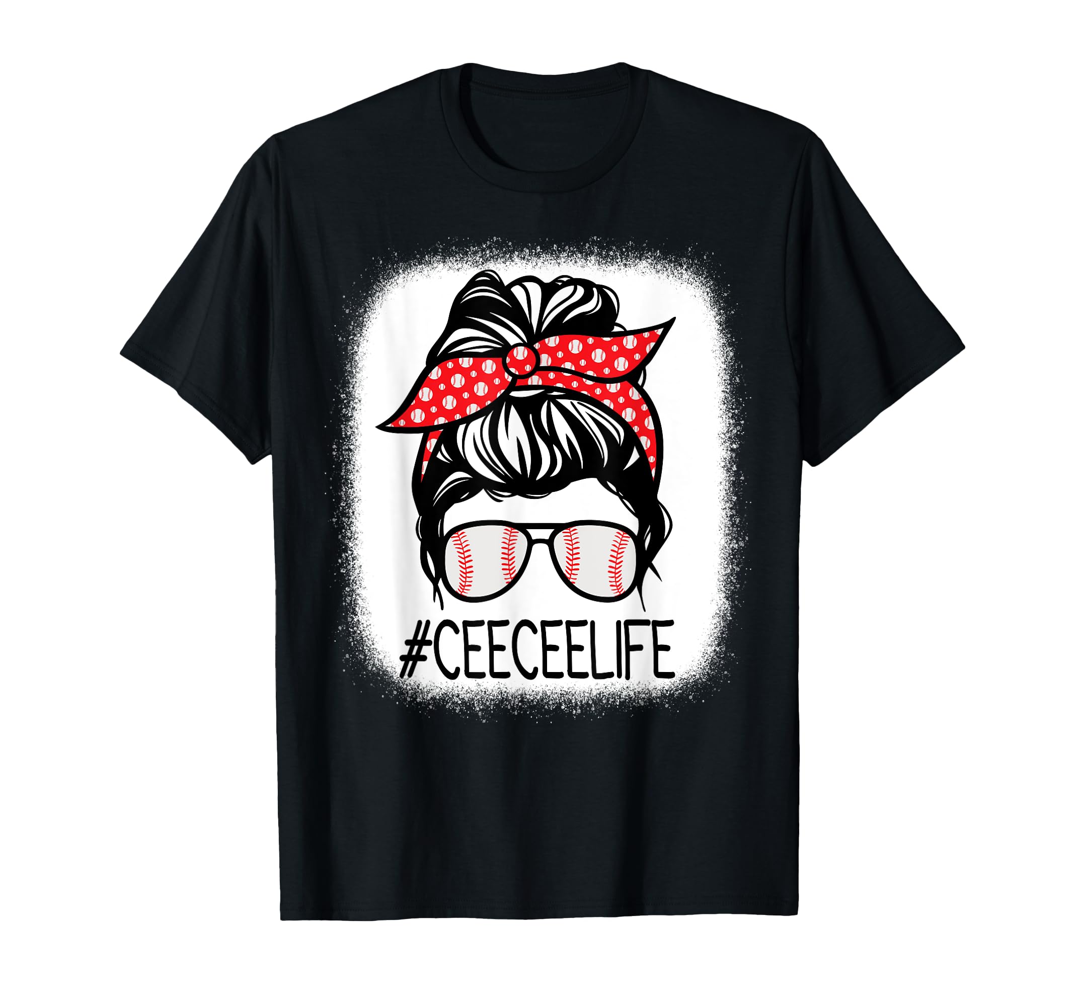 Ceecee Bleached Messy Bun Baseball T-Shirt - Minimalist Print Men Women - T-Shirt, Sweatshirt, Hoodie