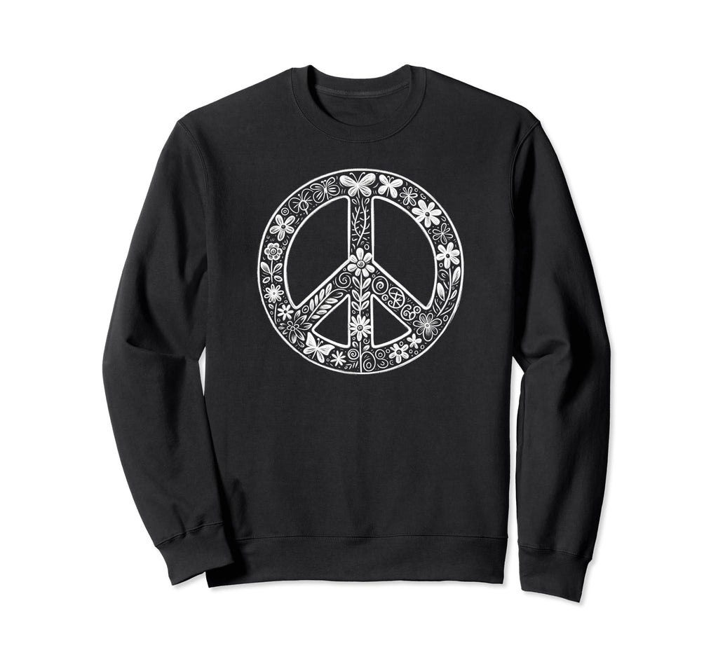 60S 70S Peace Love And Groovy Flower Sweatshirt - Minimalist Print Unisex - T-Shirt, Sweatshirt, Hoodie