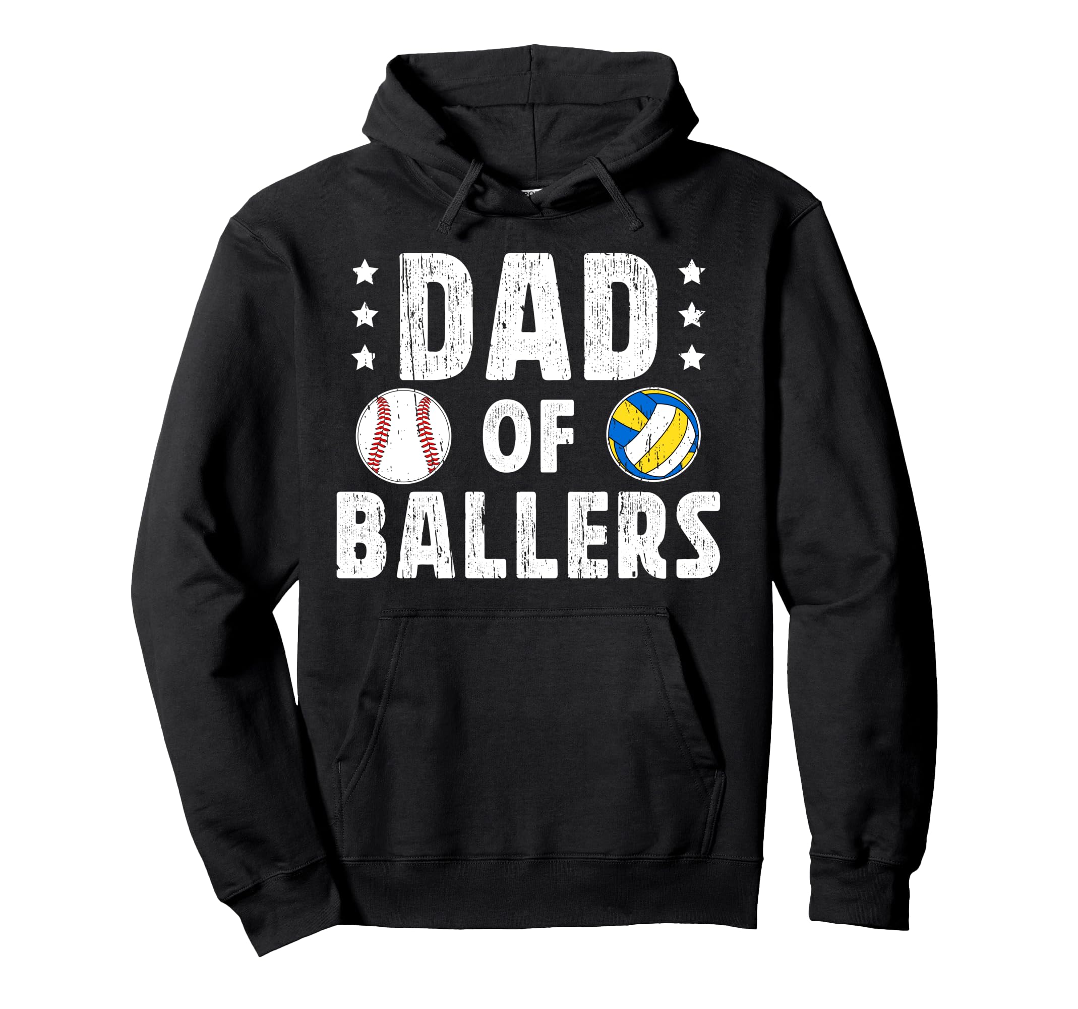 Dad Ballers Baseball Volleyball Dad Hoodie - Fun Novelty Design Unisex - T-Shirt, Sweatshirt, Hoodie