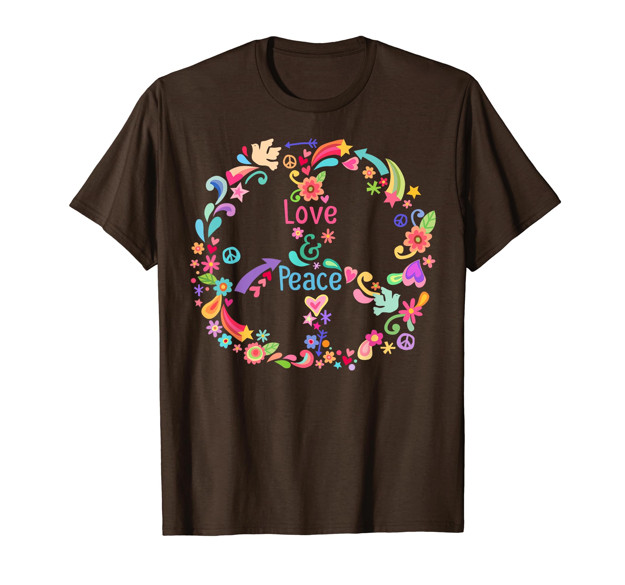 Hippie Peace Sign Love 60S 70S Tie T-Shirt - Casual Everyday Wear Unisex - T-Shirt, Sweatshirt, Hoodie