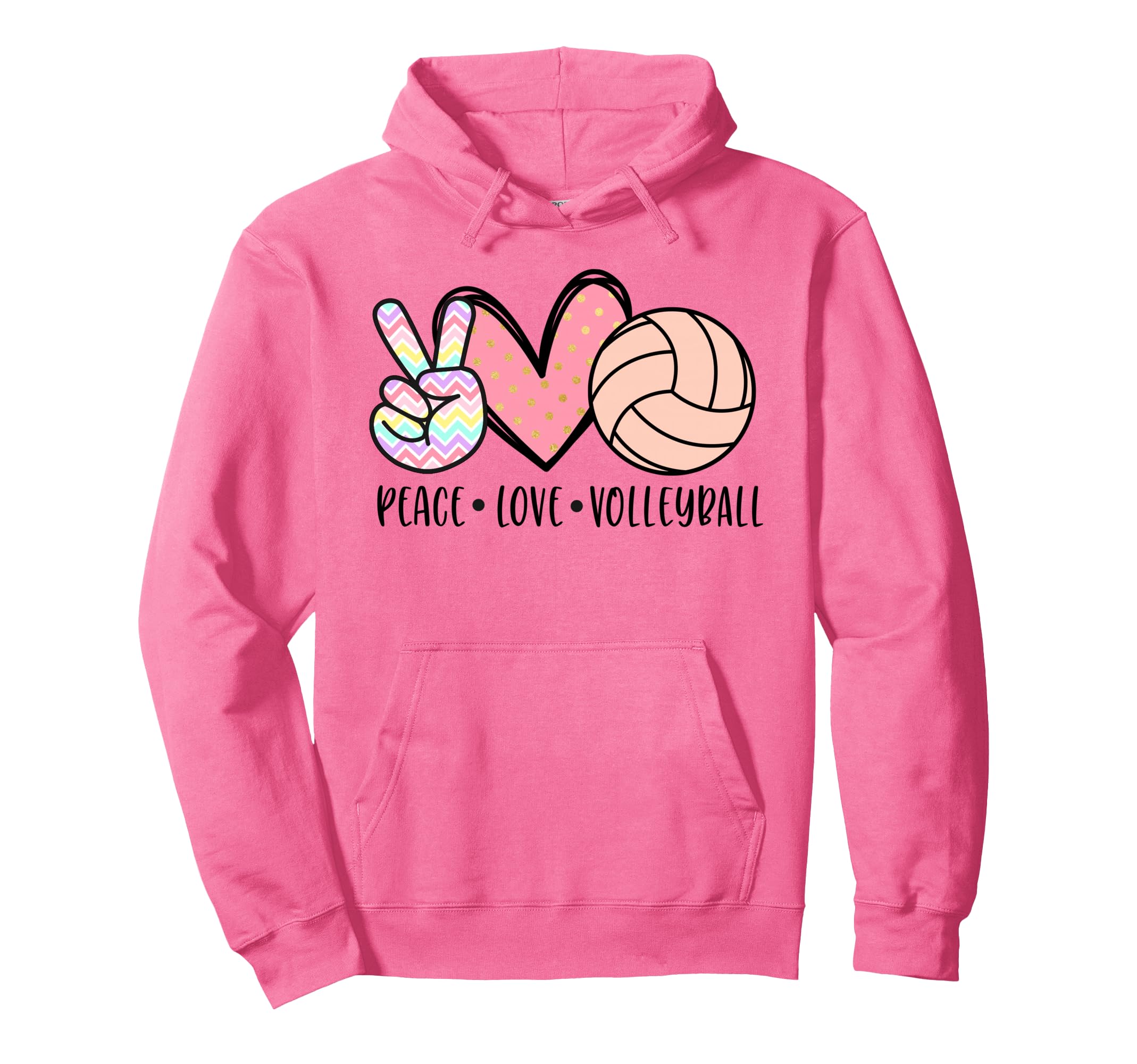 Peace Love Volleyball Pastel Teen Hoodie - Casual Everyday Wear for Adults - T-Shirt, Sweatshirt, Hoodie