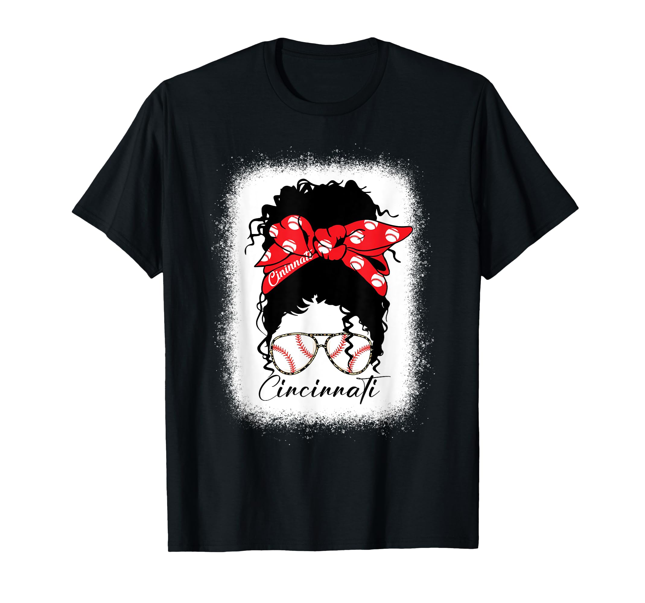 Cincinnati Messy Bun Bleached T-Shirt - Custom Art Print Men Women - T-Shirt, Sweatshirt, Hoodie
