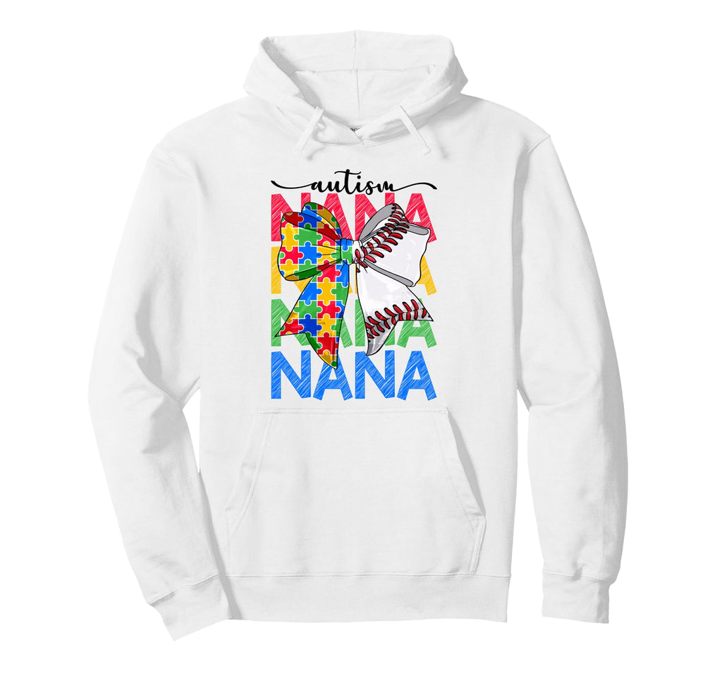 Autism Nana Autism Awareness Coquette Bow Hoodie - Unique Graphic Unisex - T-Shirt, Sweatshirt, Hoodie
