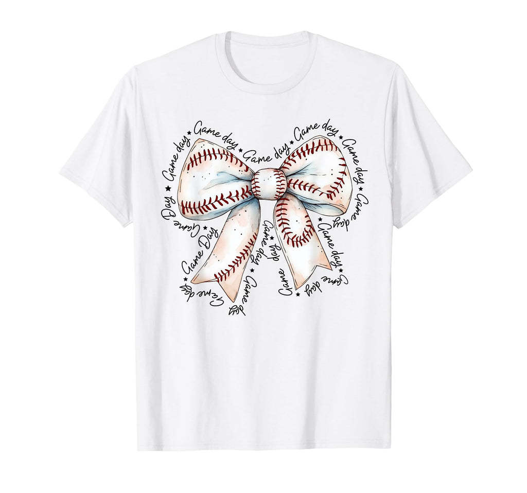 Game Day Baseball Bow Coquette Baseball T-Shirt - Aesthetic Graphic Unisex - T-Shirt, Sweatshirt, Hoodie