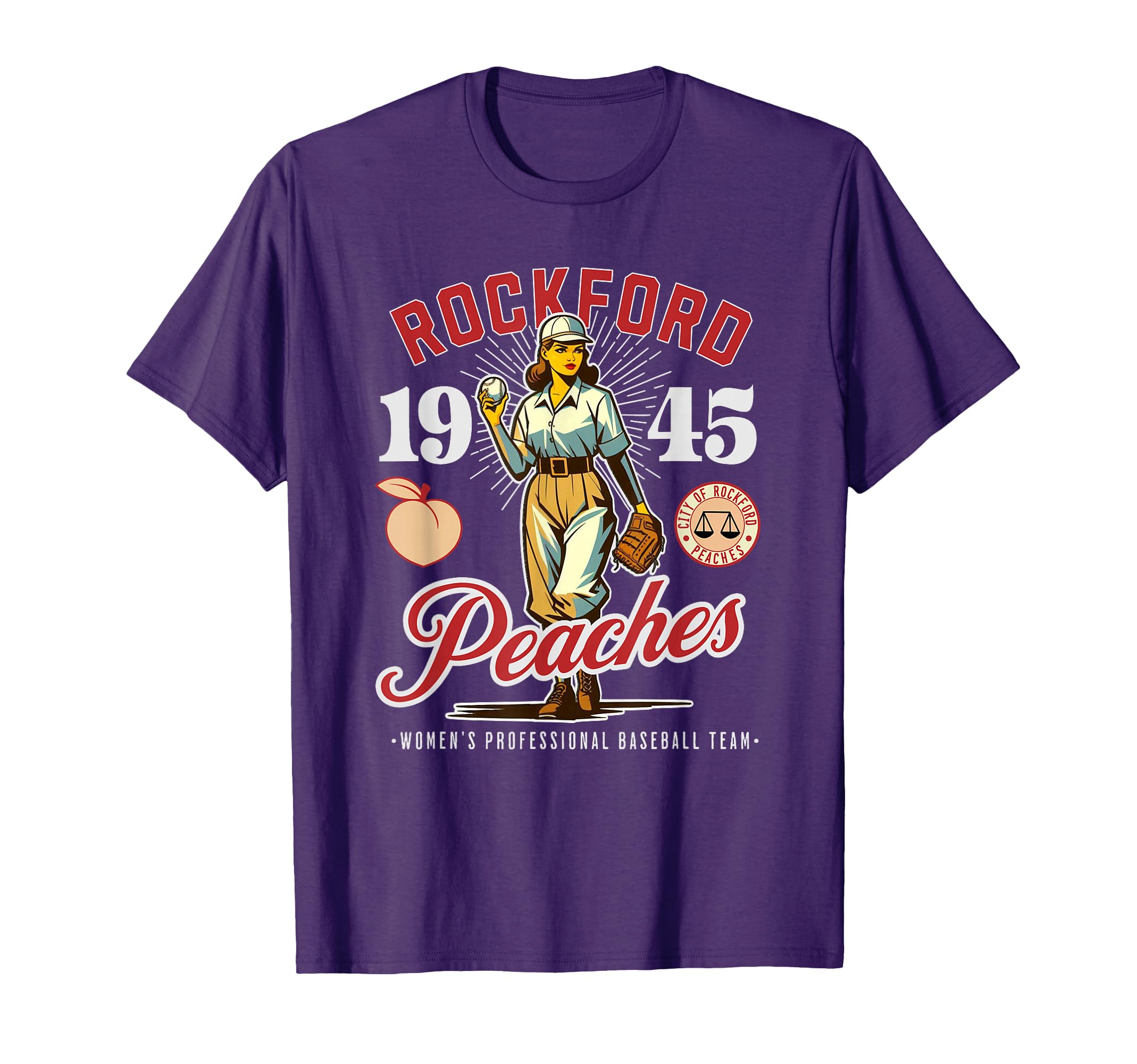 Rockford Peaches Womens Baseball T-Shirt - Minimalist Print for Adults - T-Shirt, Sweatshirt, Hoodie