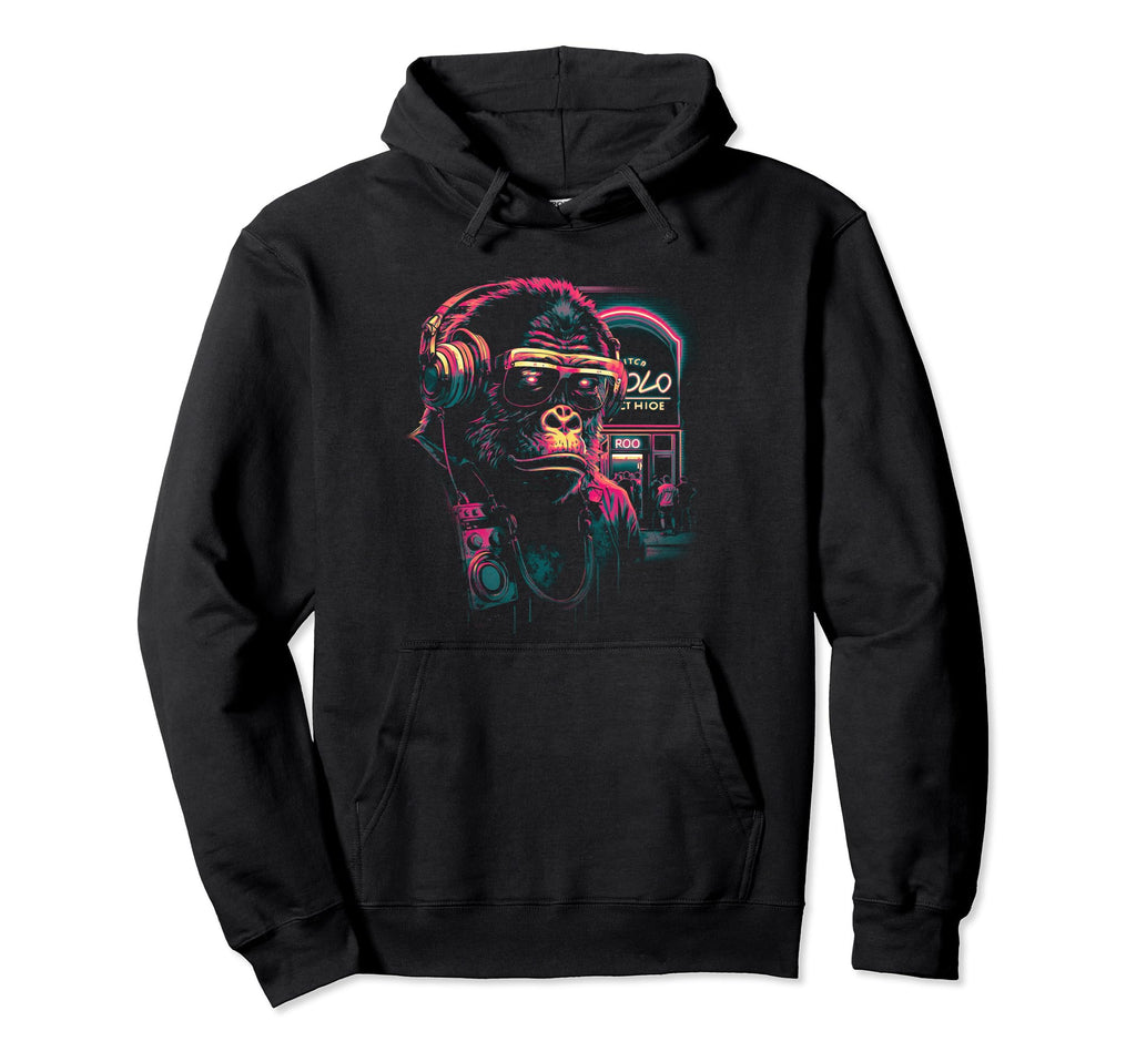Gorilla Headphones Sunglasses Hoodie - Custom Art Print for Adults - T-Shirt, Sweatshirt, Hoodie