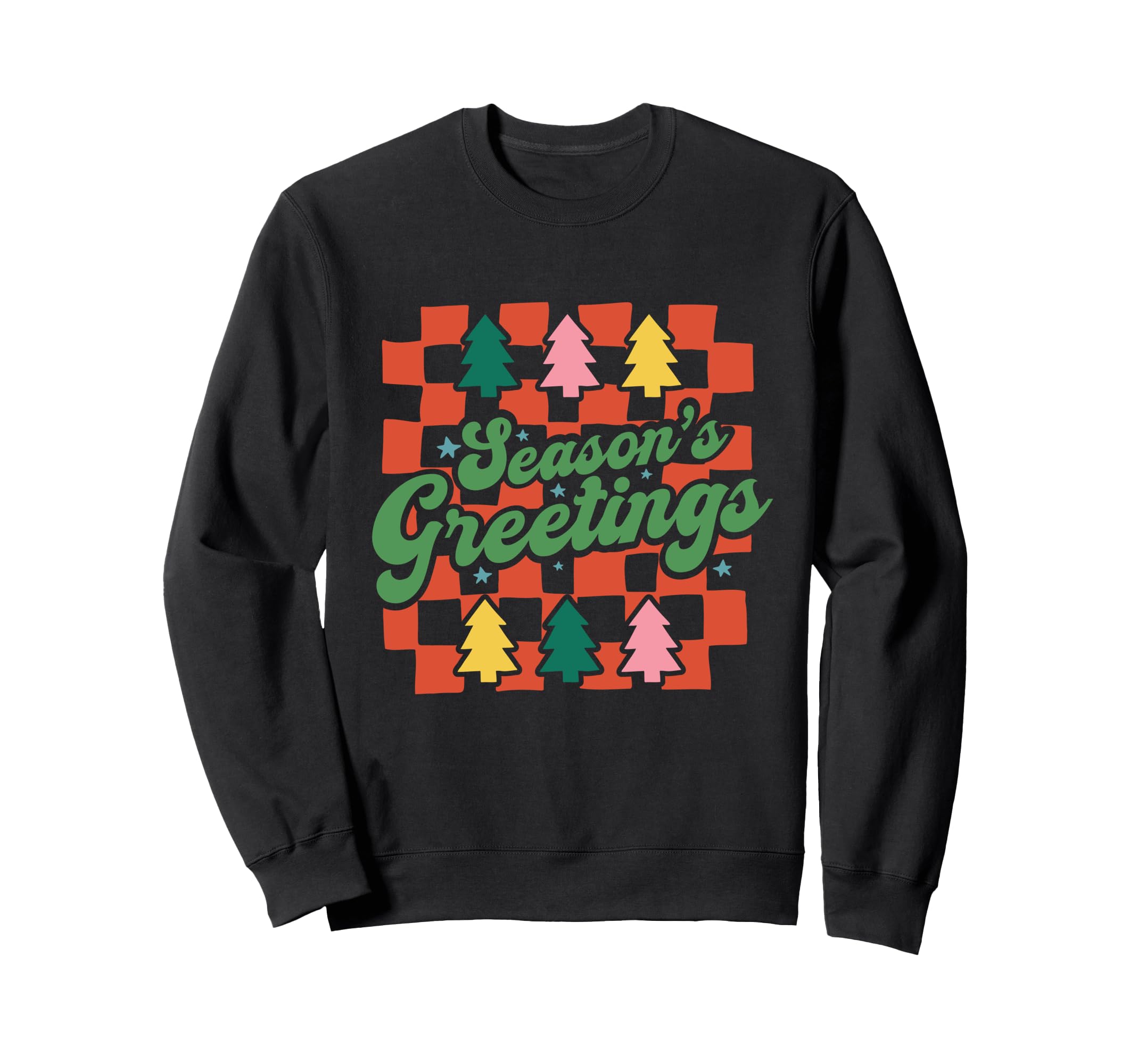 Boho Checkerboard Colorful Trees Sweatshirt - Graphic Print for Adults - T-Shirt, Sweatshirt, Hoodie