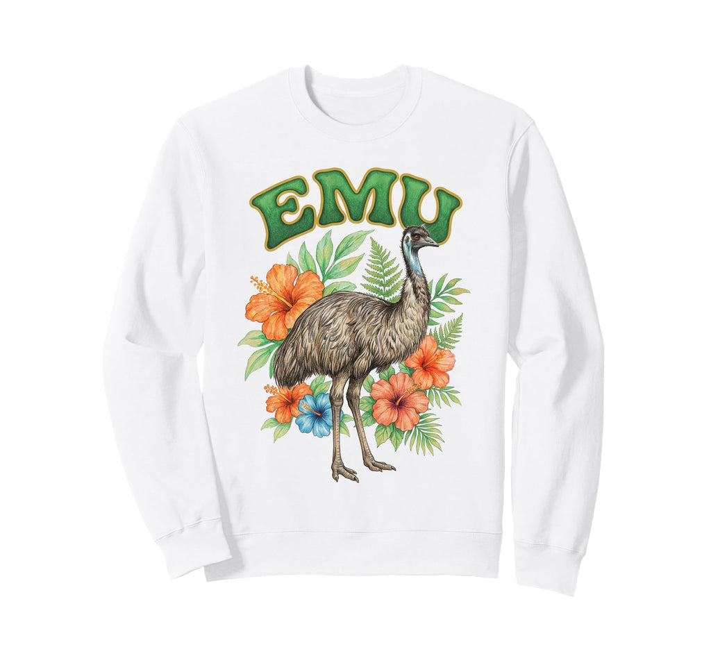Emu Groovy Floral Emu Watercolor Sweatshirt - Streetwear Style for Adults - T-Shirt, Sweatshirt, Hoodie