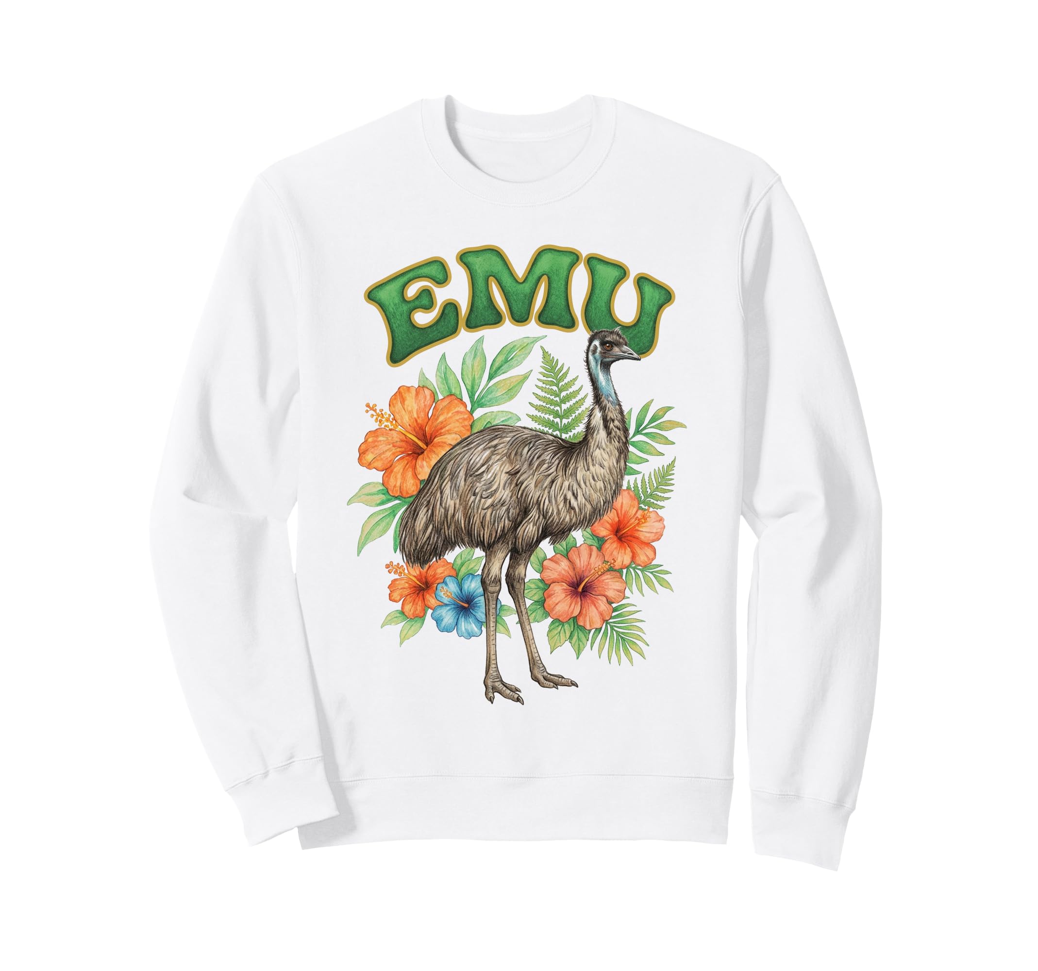 Emu Groovy Floral Emu Watercolor Sweatshirt - Streetwear Style for Adults - T-Shirt, Sweatshirt, Hoodie