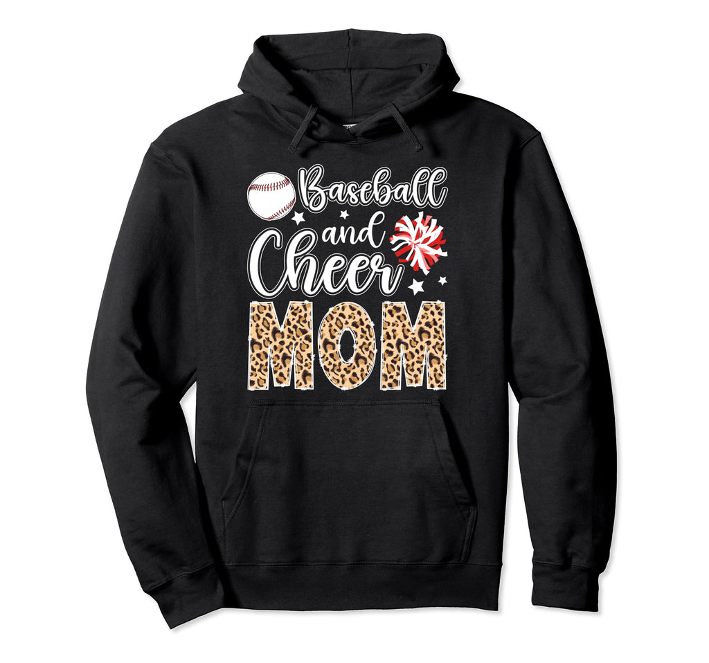 Baseball And Cheer Mom Leopard Hoodie - Trendy Graphic for Adults - T-Shirt, Sweatshirt, Hoodie