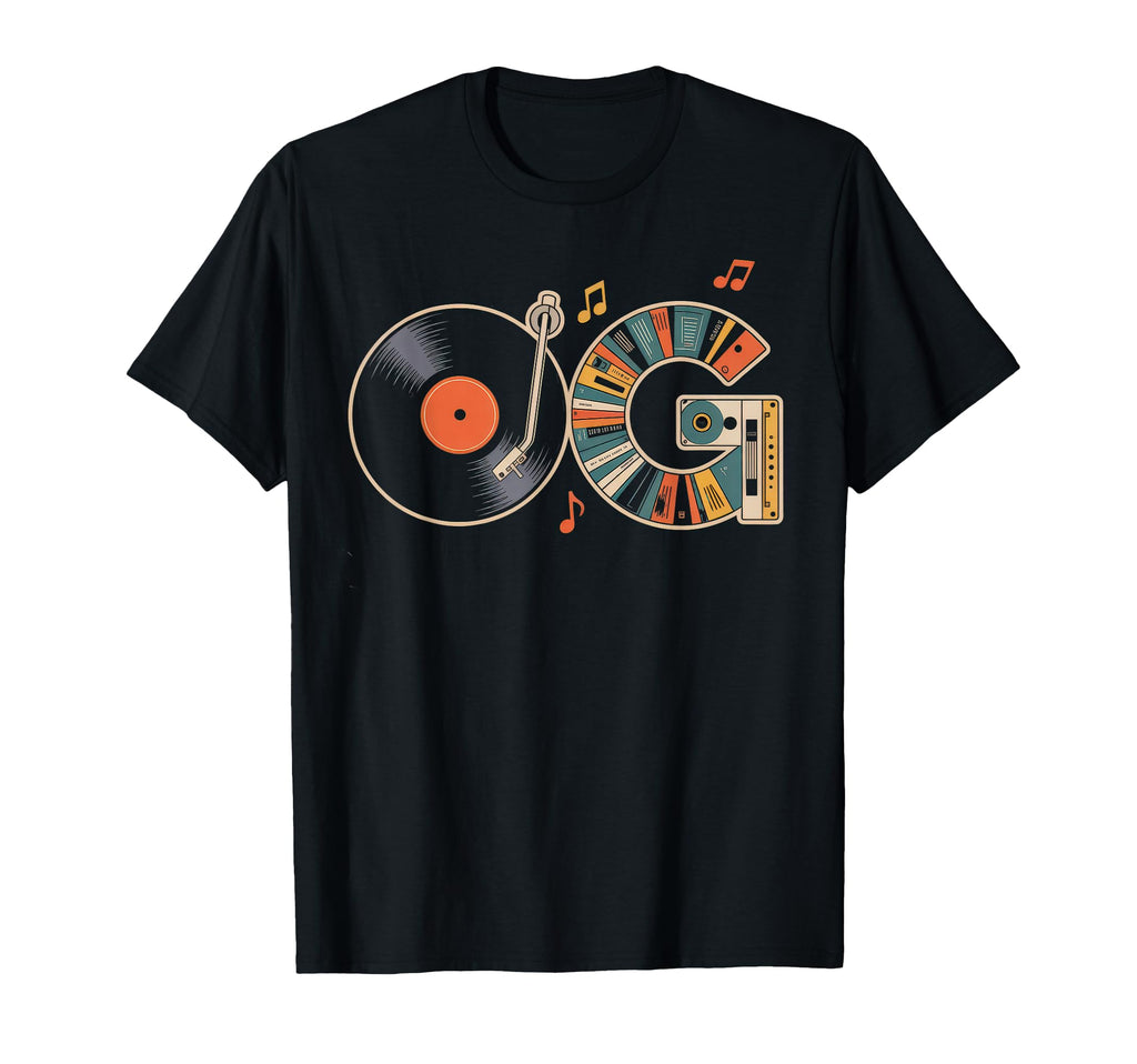 Old School Og Hip Hop Vinyl Cds Tapes T-Shirt - Graphic Print for Adults - T-Shirt, Sweatshirt, Hoodie