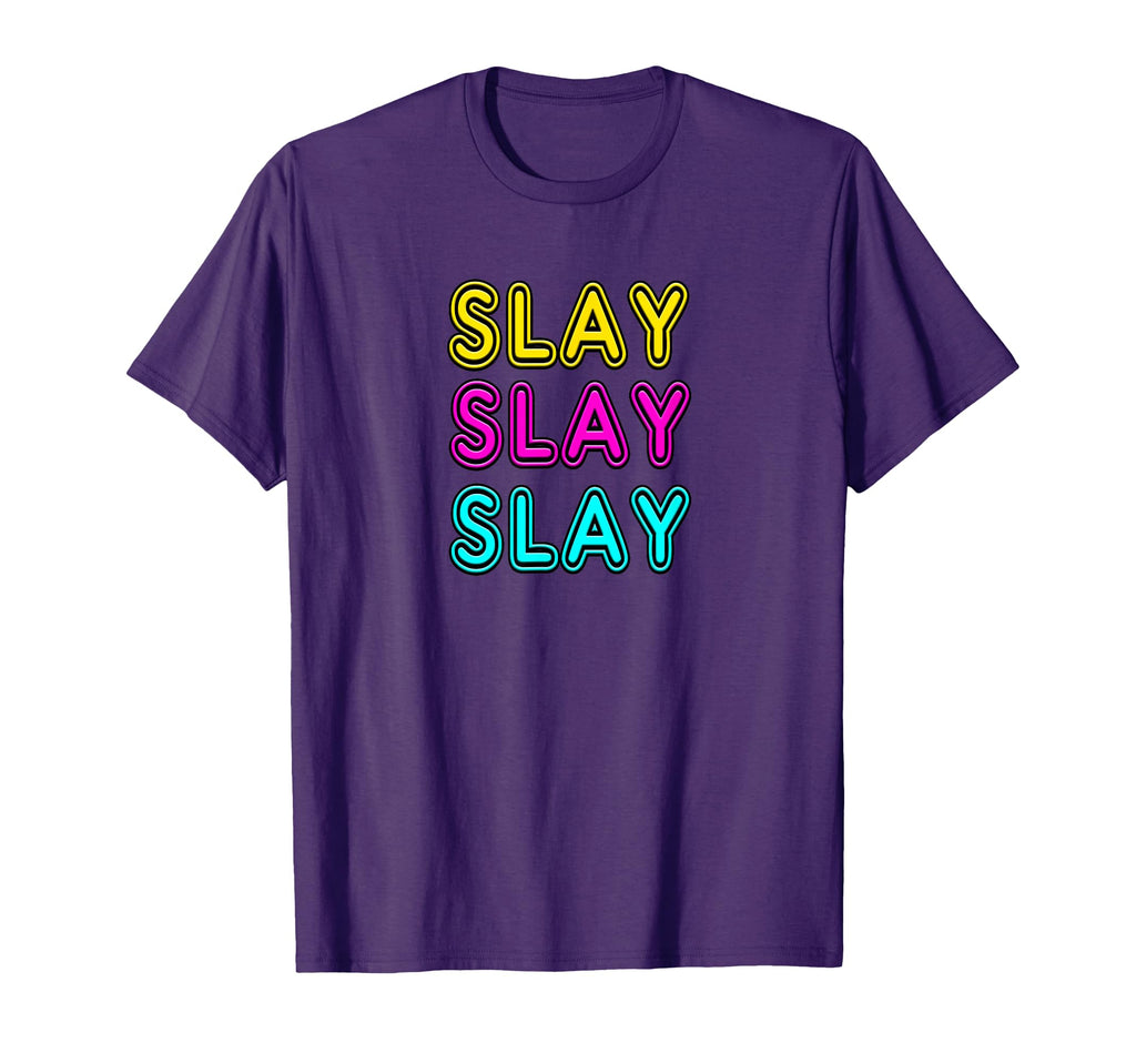 80S Neon Sign Slay Slay Slay T-Shirt - Minimalist Print for Adults - T-Shirt, Sweatshirt, Hoodie
