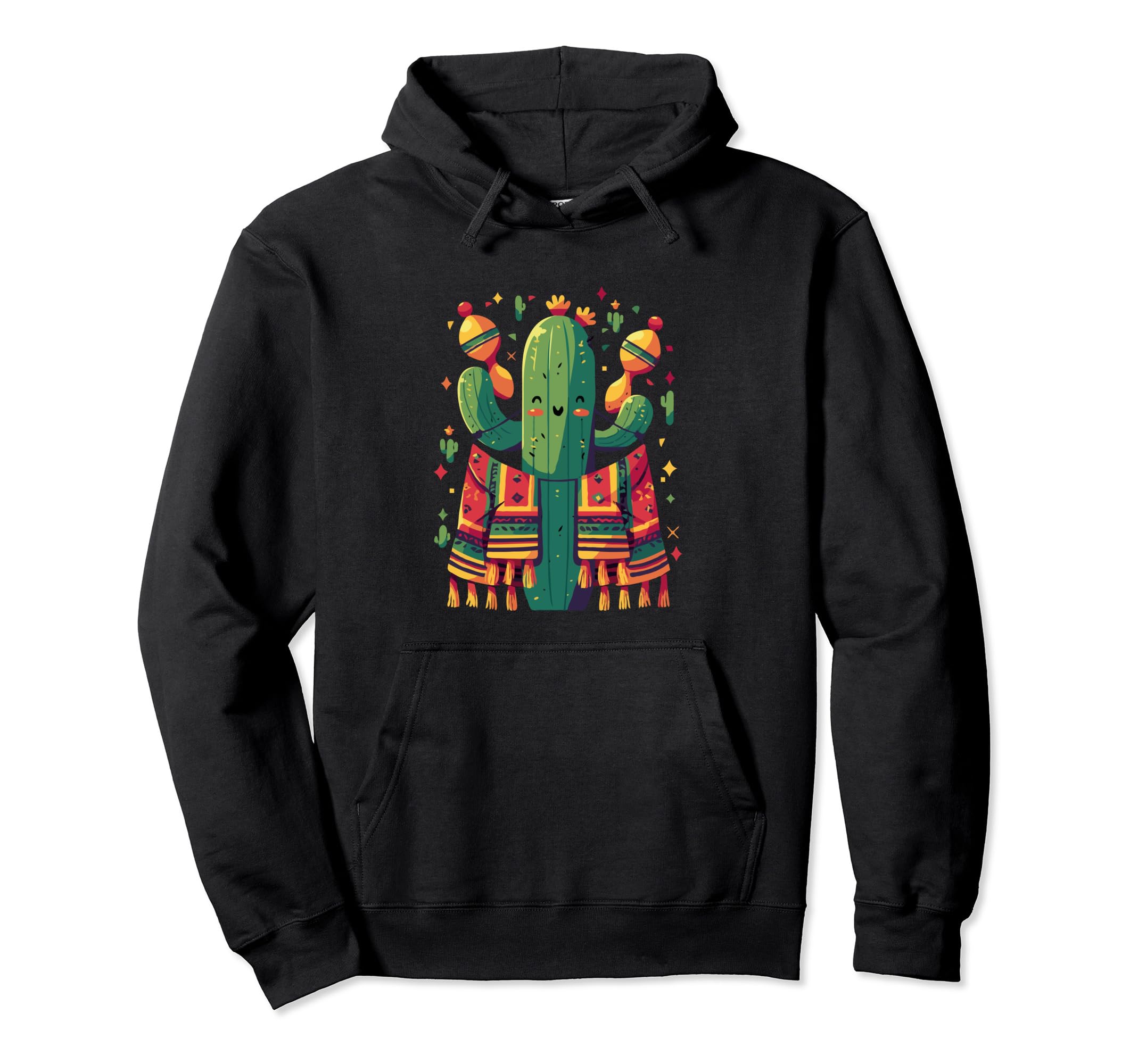 Cactus Maracas Serape Succulent Plant Hoodie - Graphic Print Men Women - T-Shirt, Sweatshirt, Hoodie