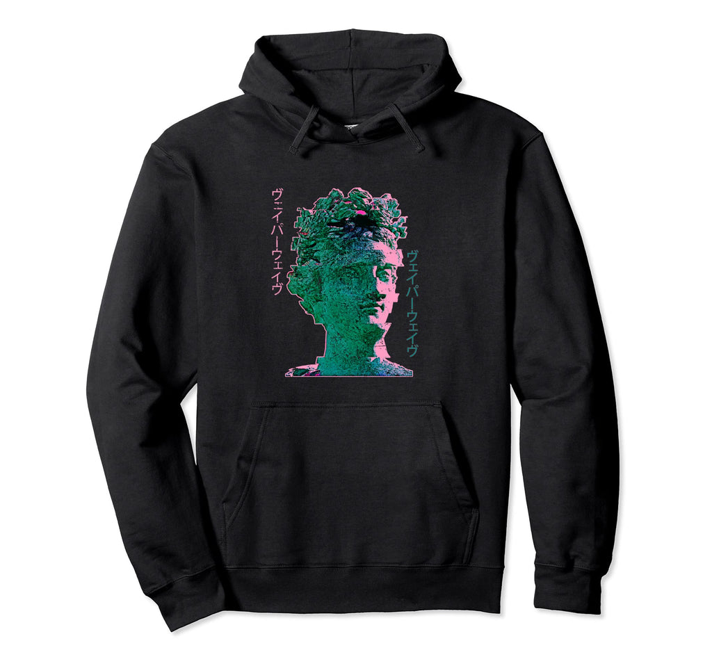 Glitch Greek Statue Retrowave Synthwave Hoodie - Unique Graphic Men Women - T-Shirt, Sweatshirt, Hoodie