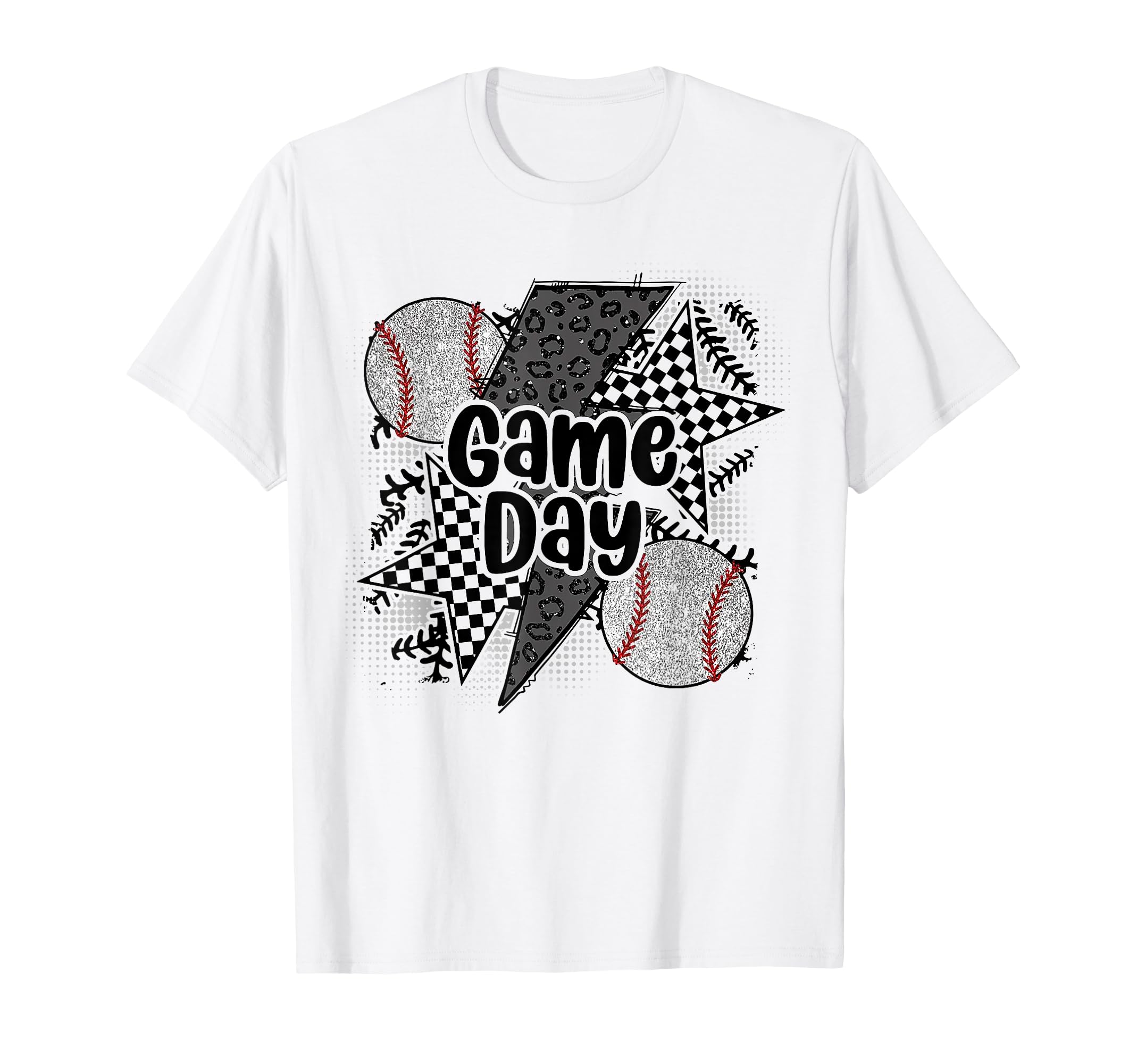 Game Day Baseball Checkered Baseball T-Shirt - Novelty Apparel for Adults - T-Shirt, Sweatshirt, Hoodie