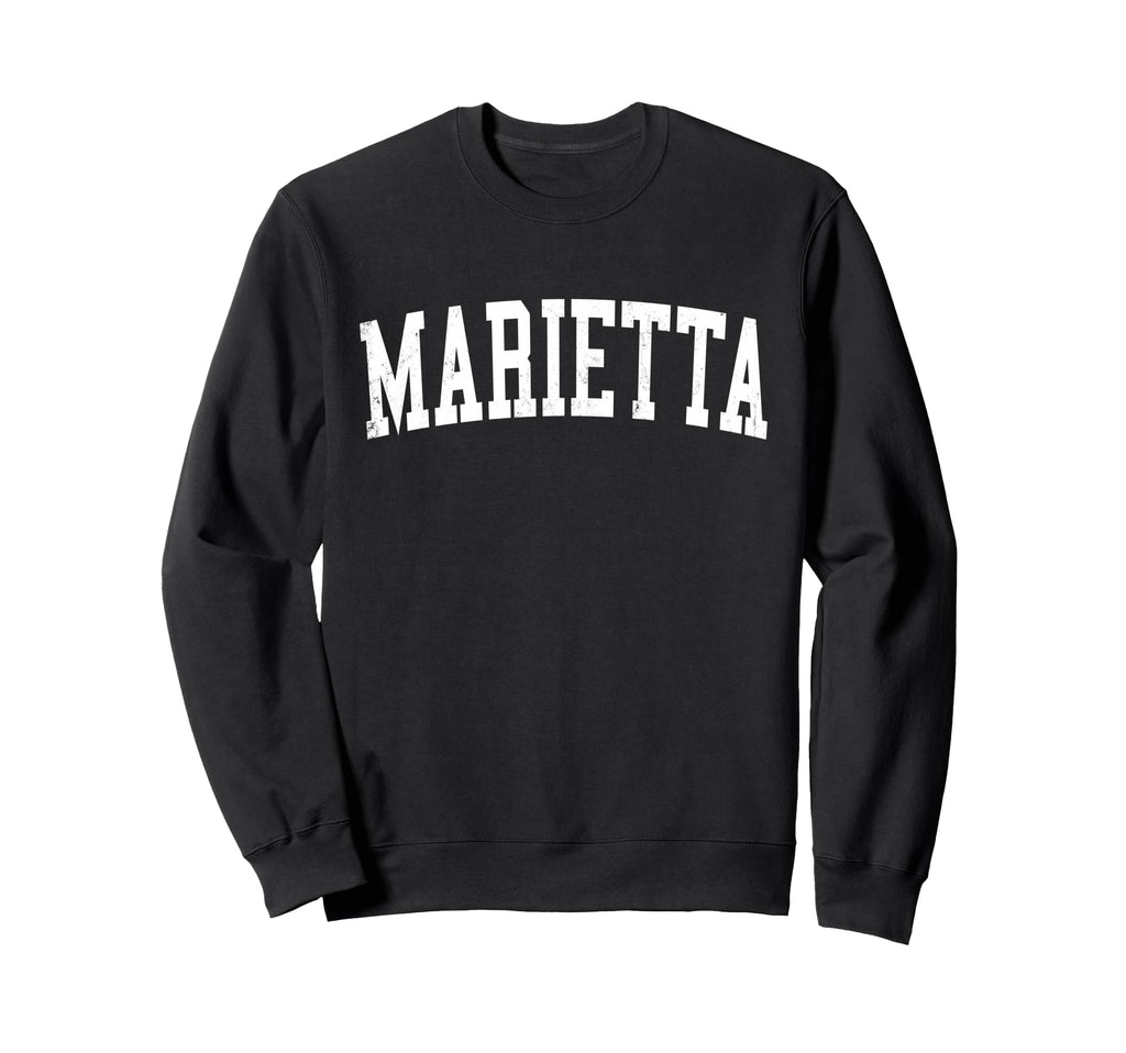 Marietta Oh Distressed White Sweatshirt - Casual Everyday Wear Men Women - T-Shirt, Sweatshirt, Hoodie