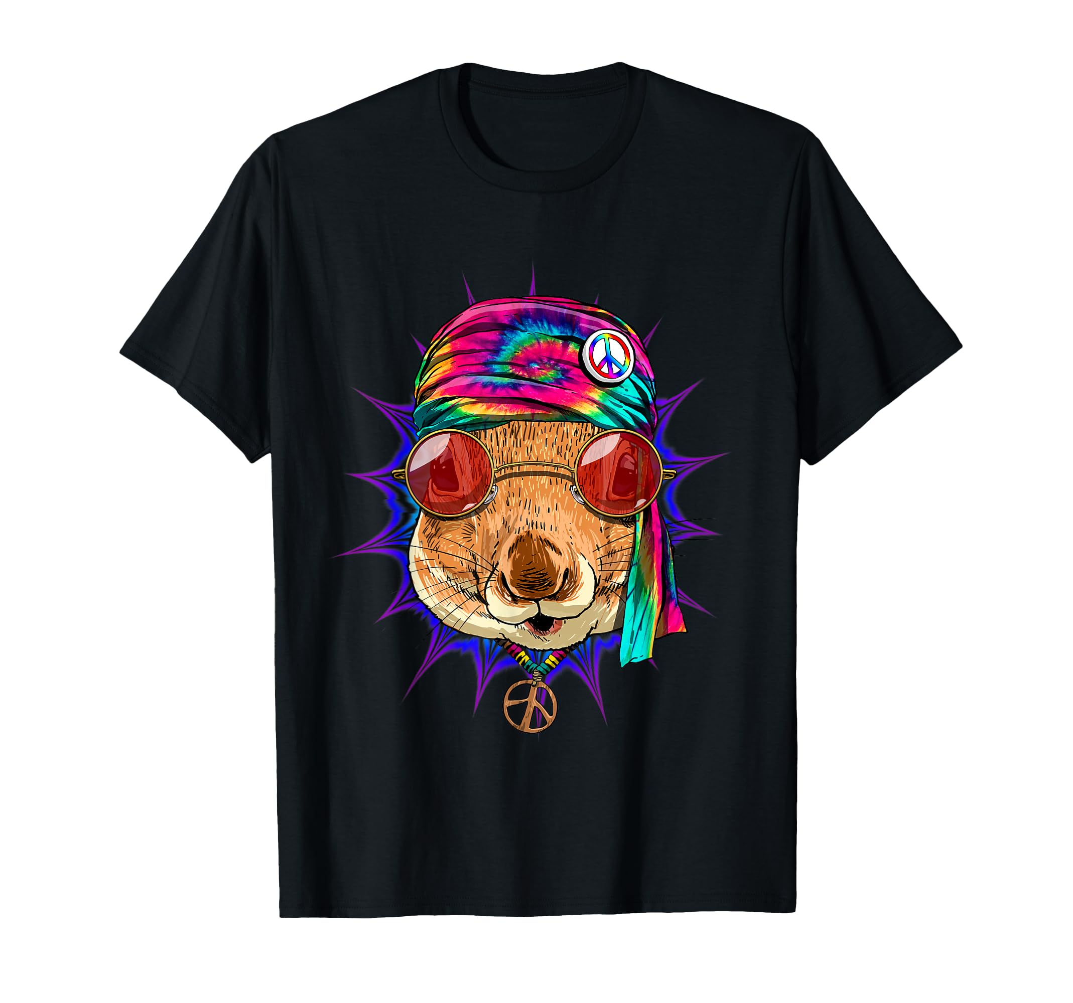Tie Dye Hippie Squirrel Hippiness Peace T-Shirt - Custom Art Print Unisex - T-Shirt, Sweatshirt, Hoodie