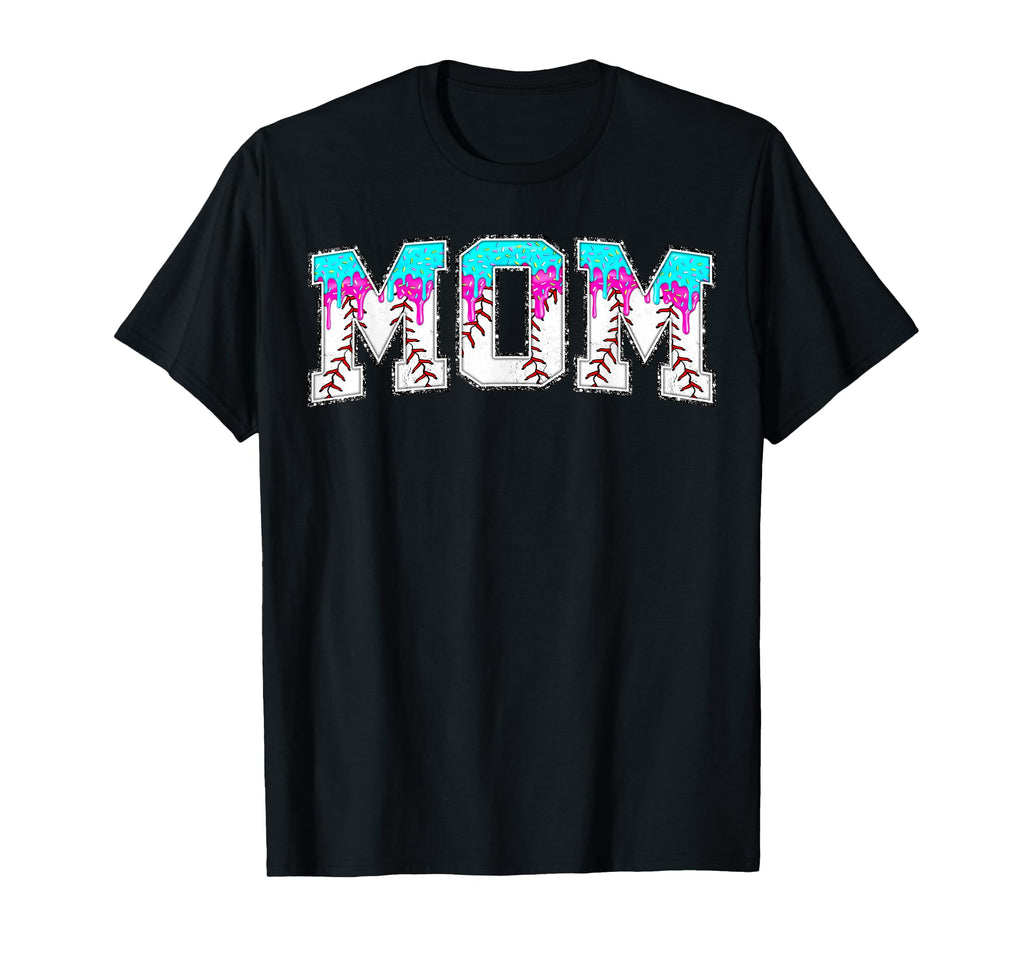 Mom Baseball Ice Cream Mama Baseball T-Shirt - Aesthetic Graphic Unisex - T-Shirt, Sweatshirt, Hoodie