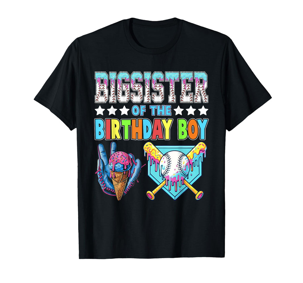 Baseball Ice Cream Drip Big Sister T-Shirt - Custom Art Print for Adults - T-Shirt, Sweatshirt, Hoodie