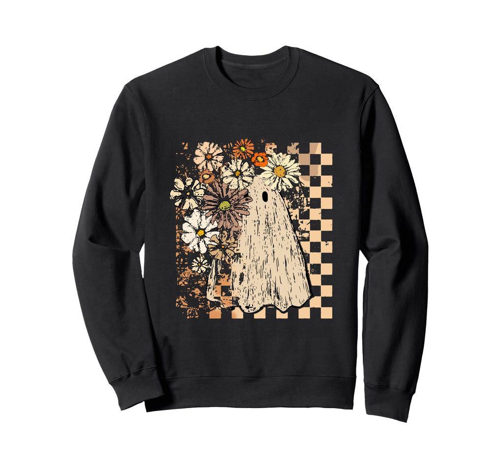 Boho Floral Halloween Fall Ghost Girly Sweatshirt - Novelty Apparel Unisex - T-Shirt, Sweatshirt, Hoodie