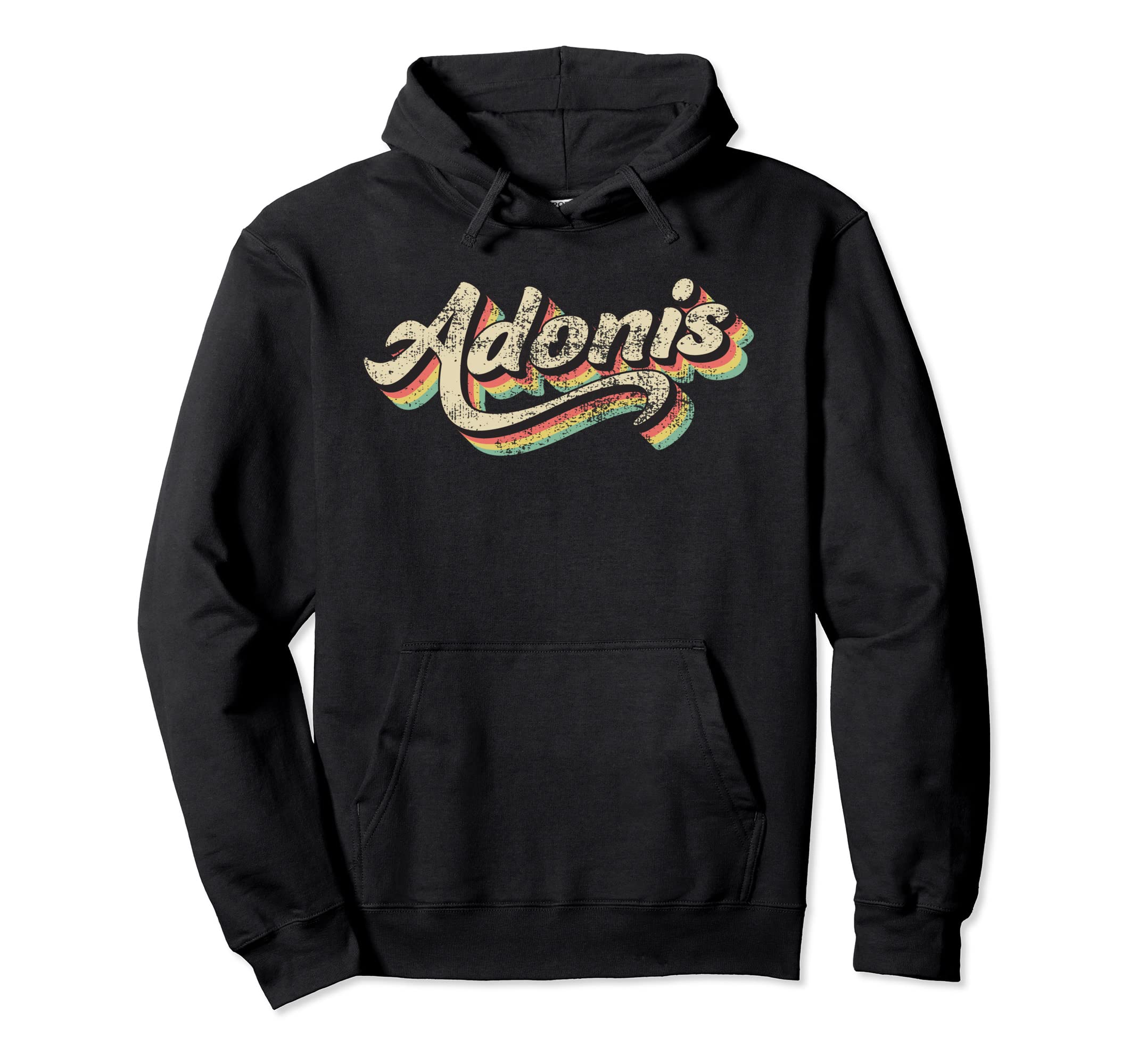 Adonis Name 70S Inspired Distressed Hoodie - Novelty Apparel for Adults - T-Shirt, Sweatshirt, Hoodie