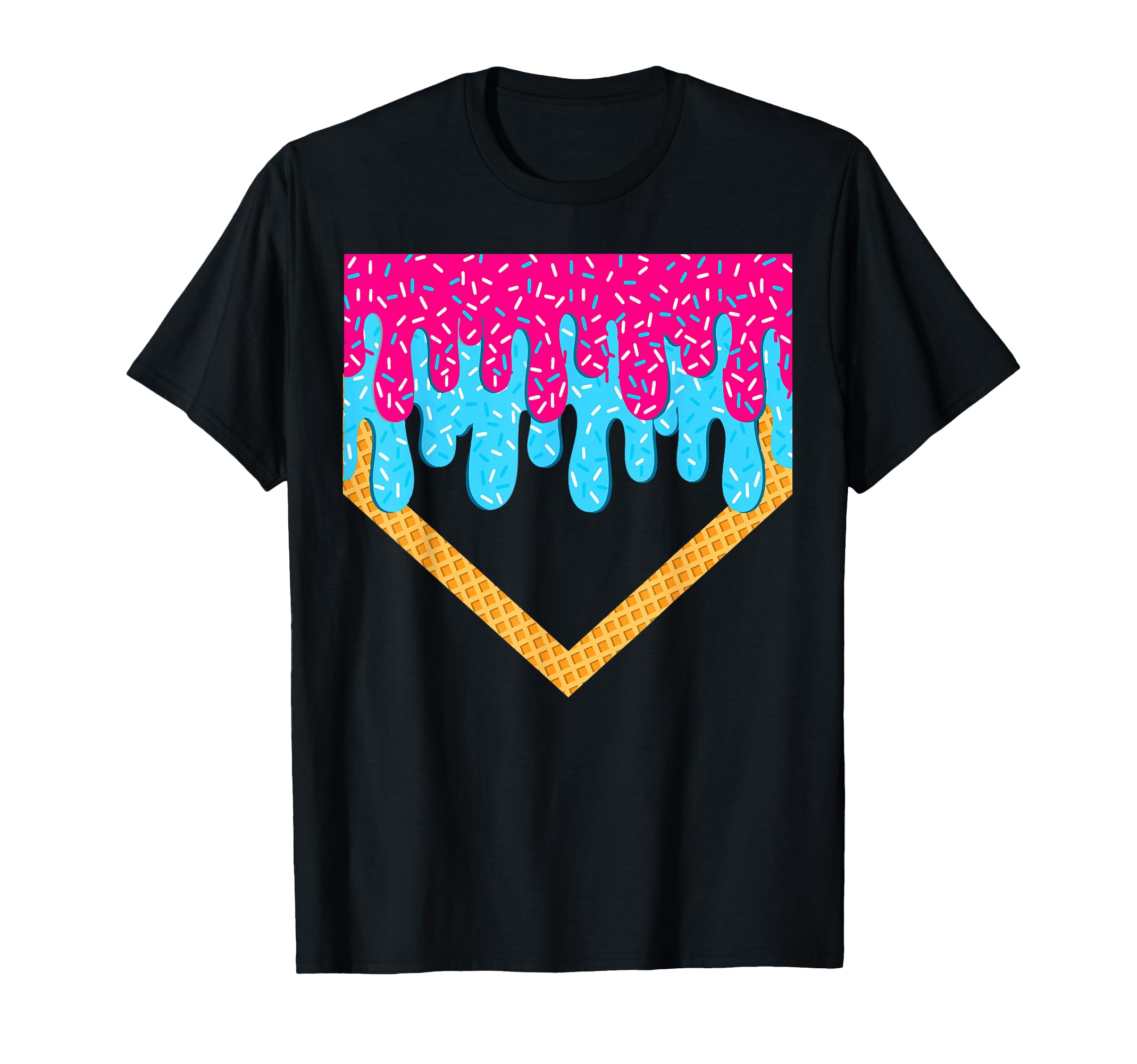 Baseball Drip Home Plate Ice Cream T-Shirt - Trendy Graphic Unisex - T-Shirt, Sweatshirt, Hoodie