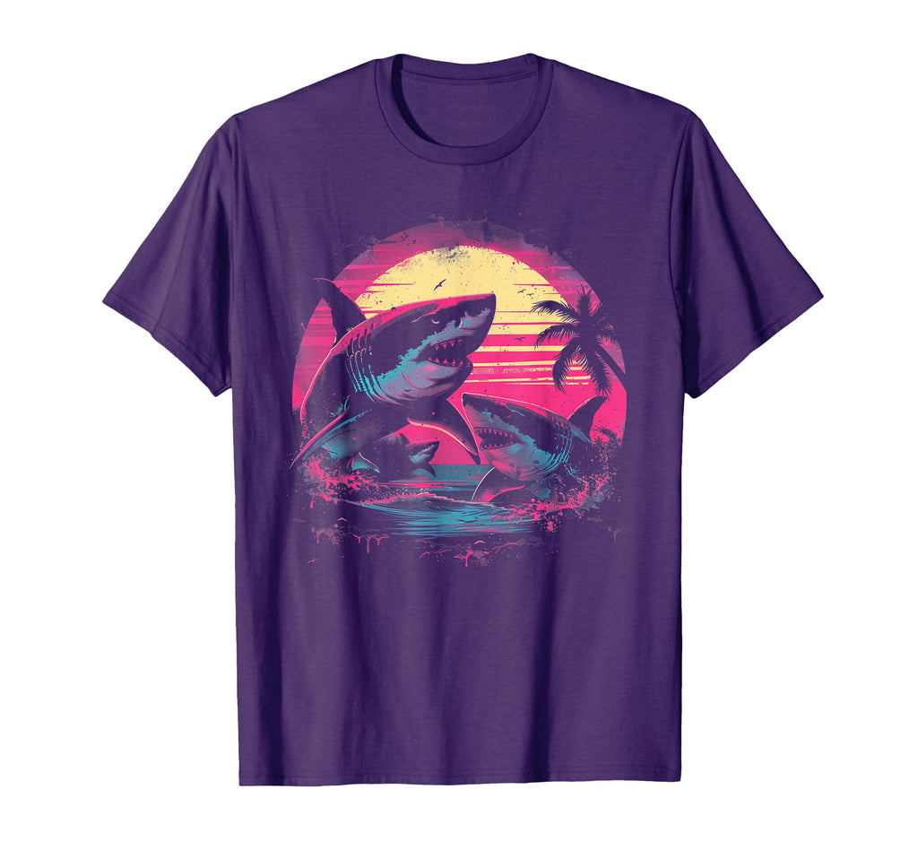 Shark Vaporwave Aesthetic Synthwave 80S 90S T-Shirt - Trendy Graphic Unisex - T-Shirt, Sweatshirt, Hoodie