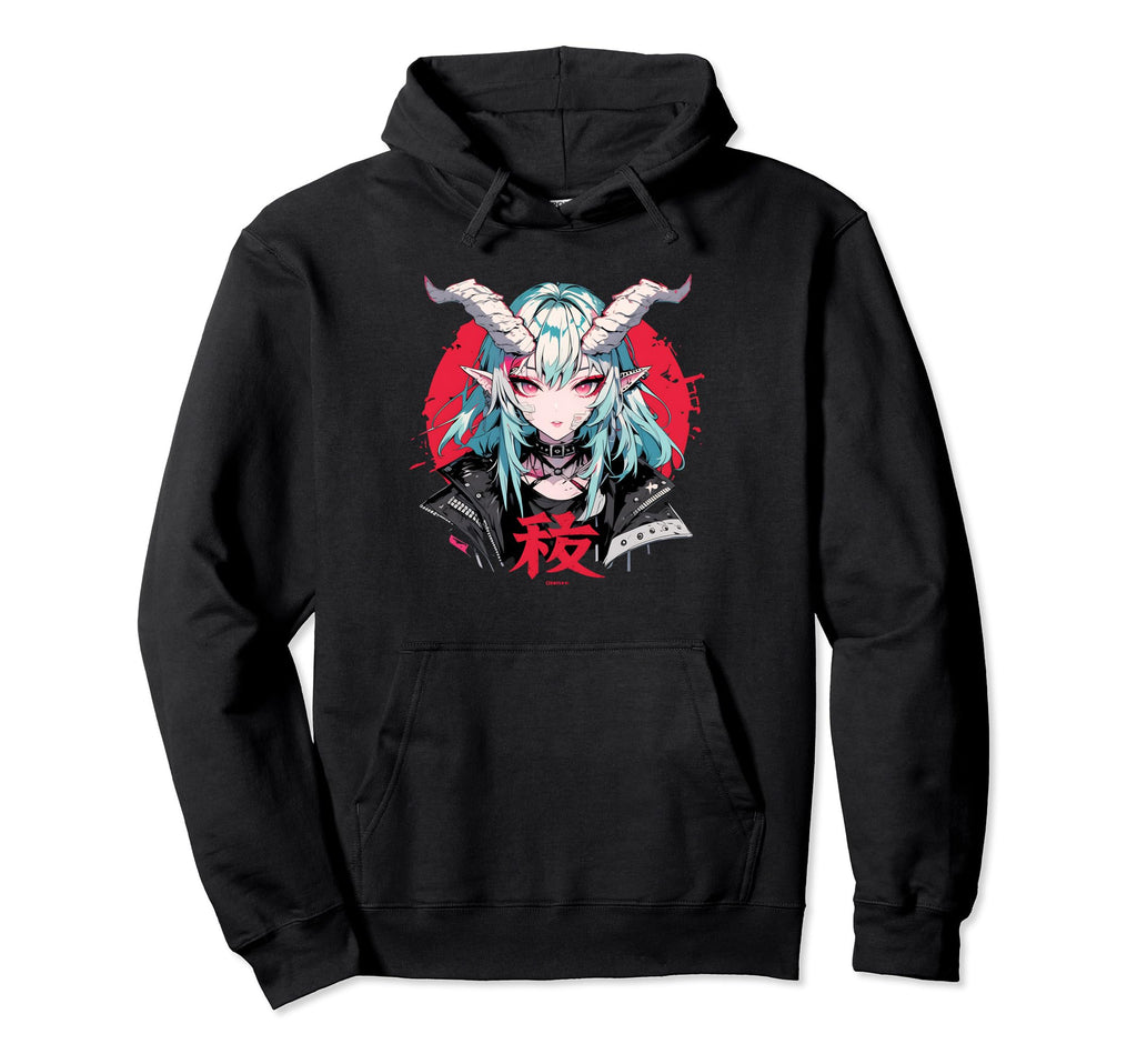 Goth Grunge Demon Anime Waifu Horror Hoodie - Novelty Apparel Men Women - T-Shirt, Sweatshirt, Hoodie