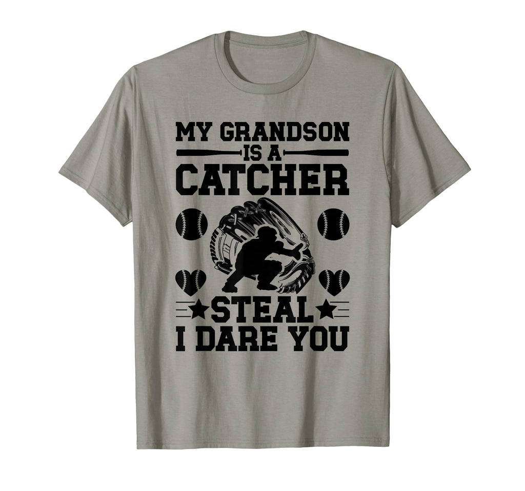 Grandson Is Baseball Catcher Grandma T-Shirt - Trendy Graphic for Adults - T-Shirt, Sweatshirt, Hoodie